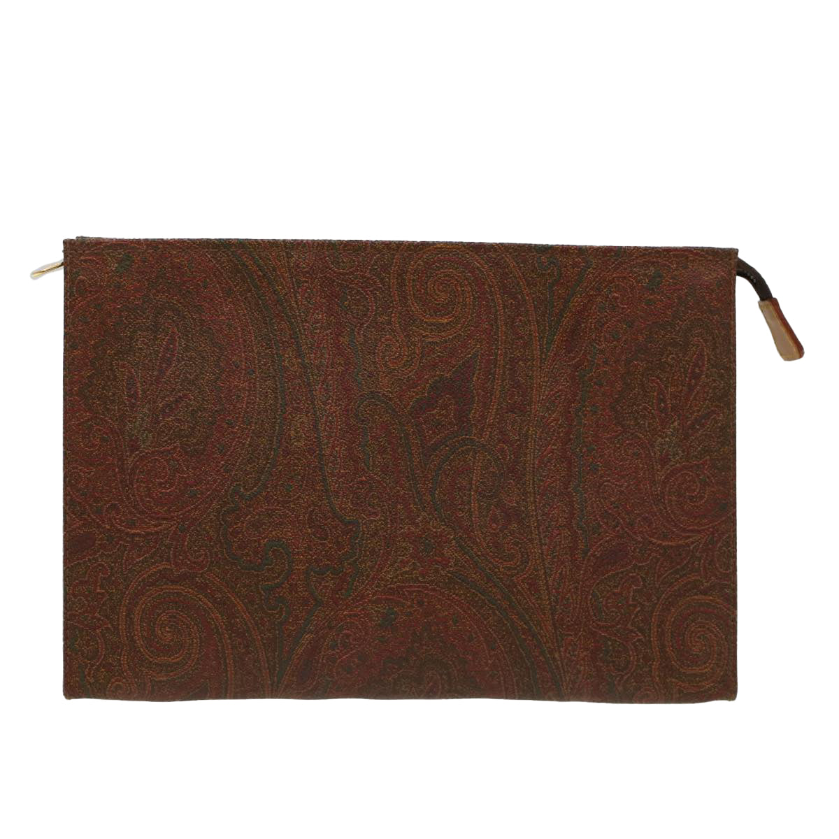 ETRO Clutch Bag PVC Leather Brown Auth am4937