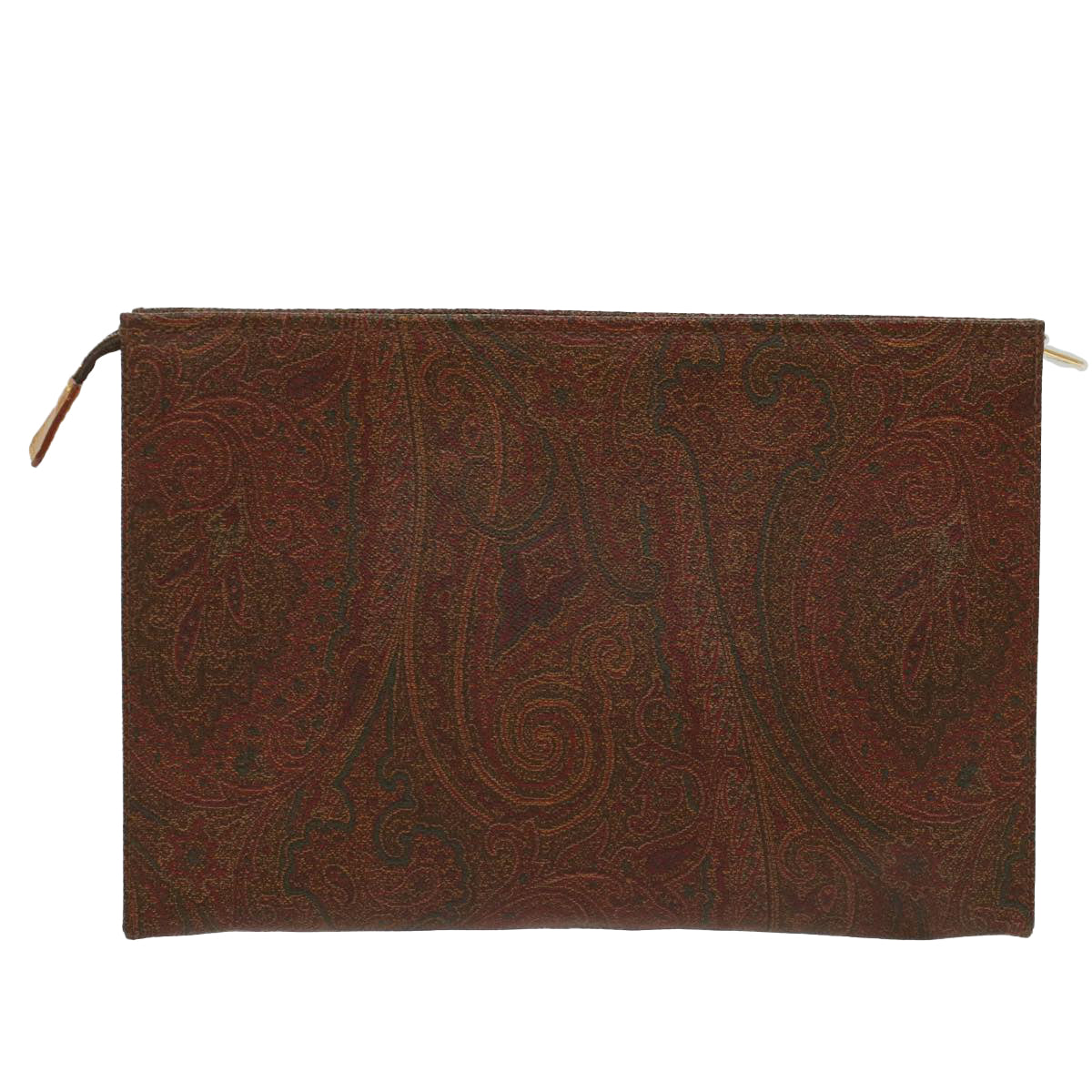 ETRO Clutch Bag PVC Leather Brown Auth am4937