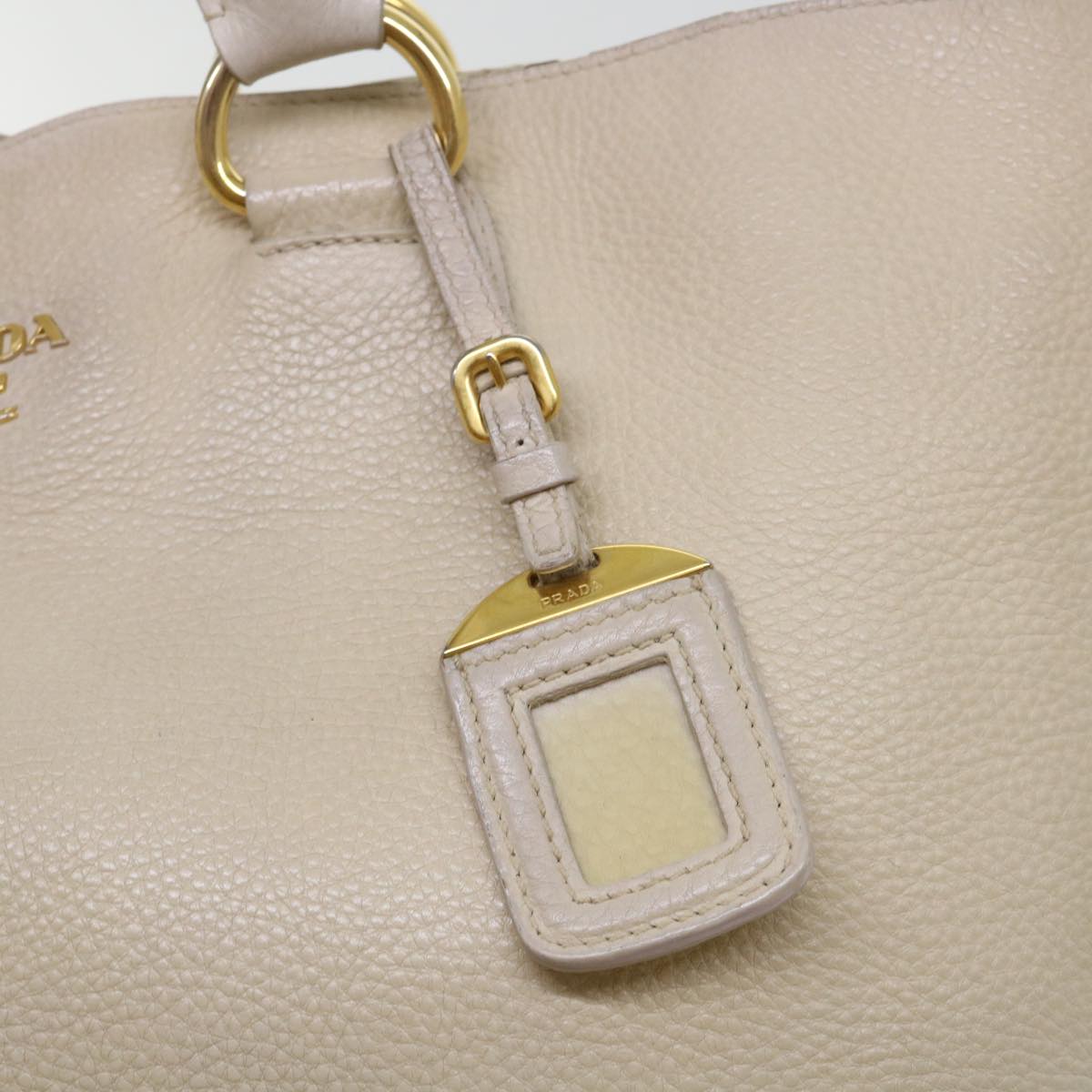 PRADA Hand Bag Leather 2way Beige Auth am4965