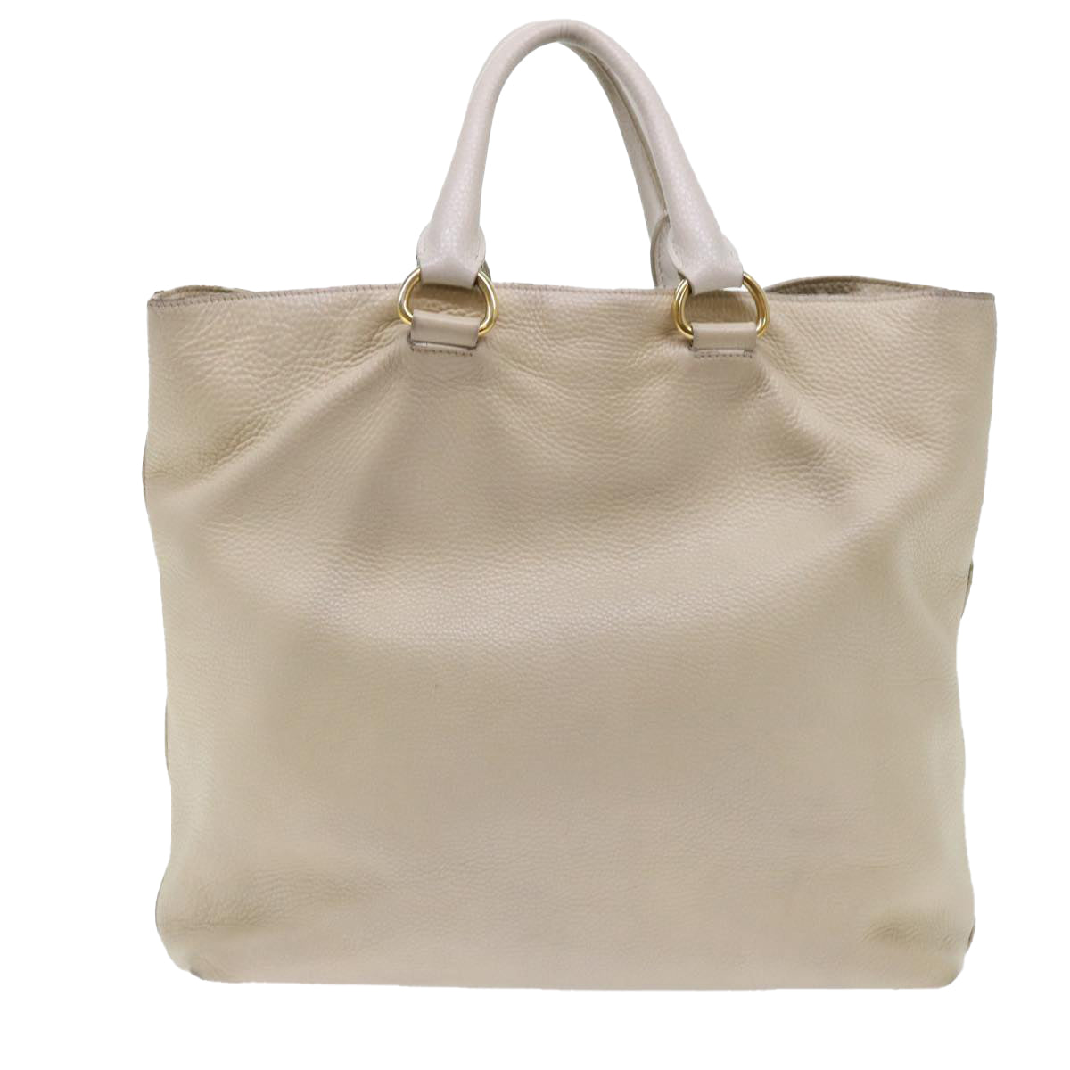 PRADA Hand Bag Leather 2way Beige Auth am4965