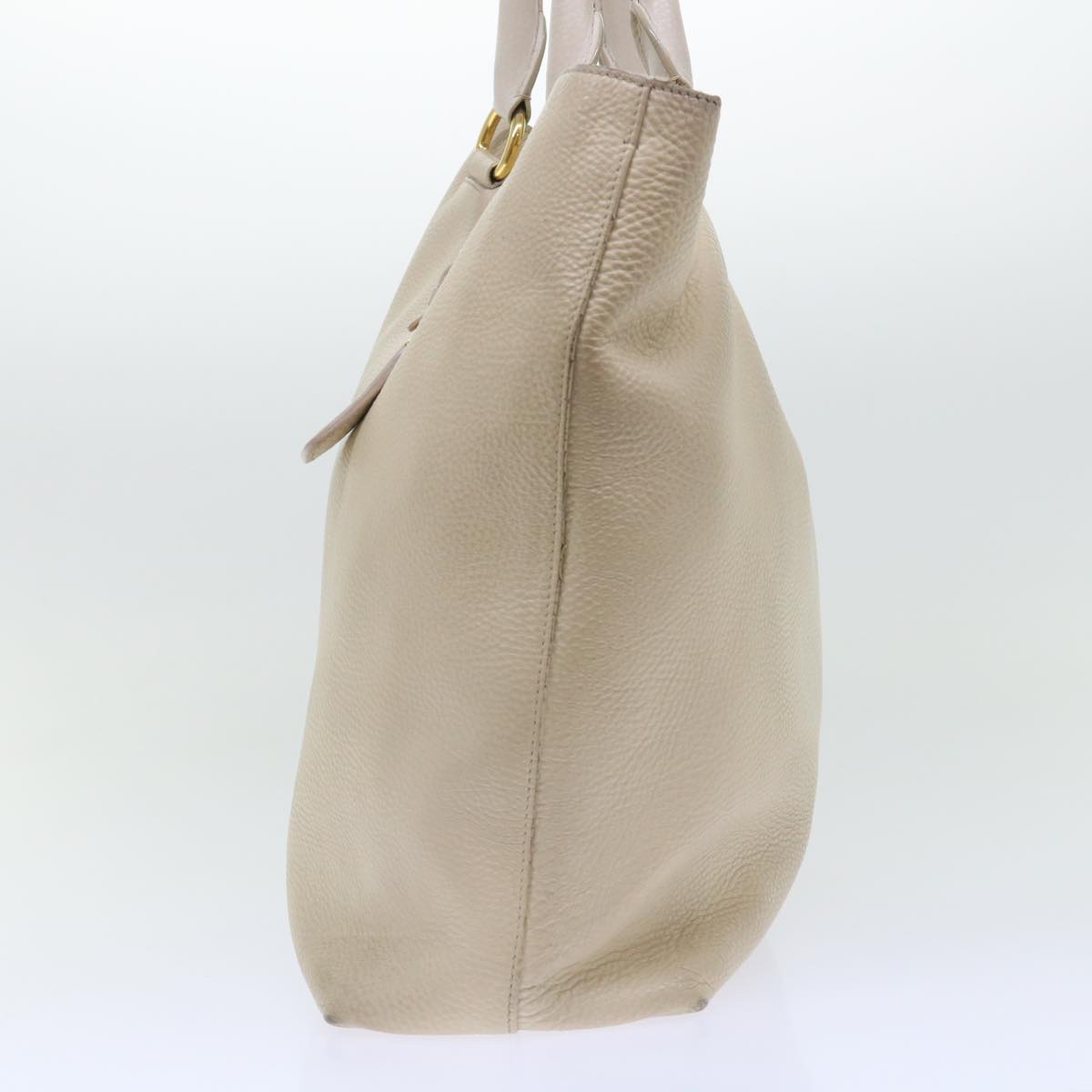 PRADA Hand Bag Leather 2way Beige Auth am4965