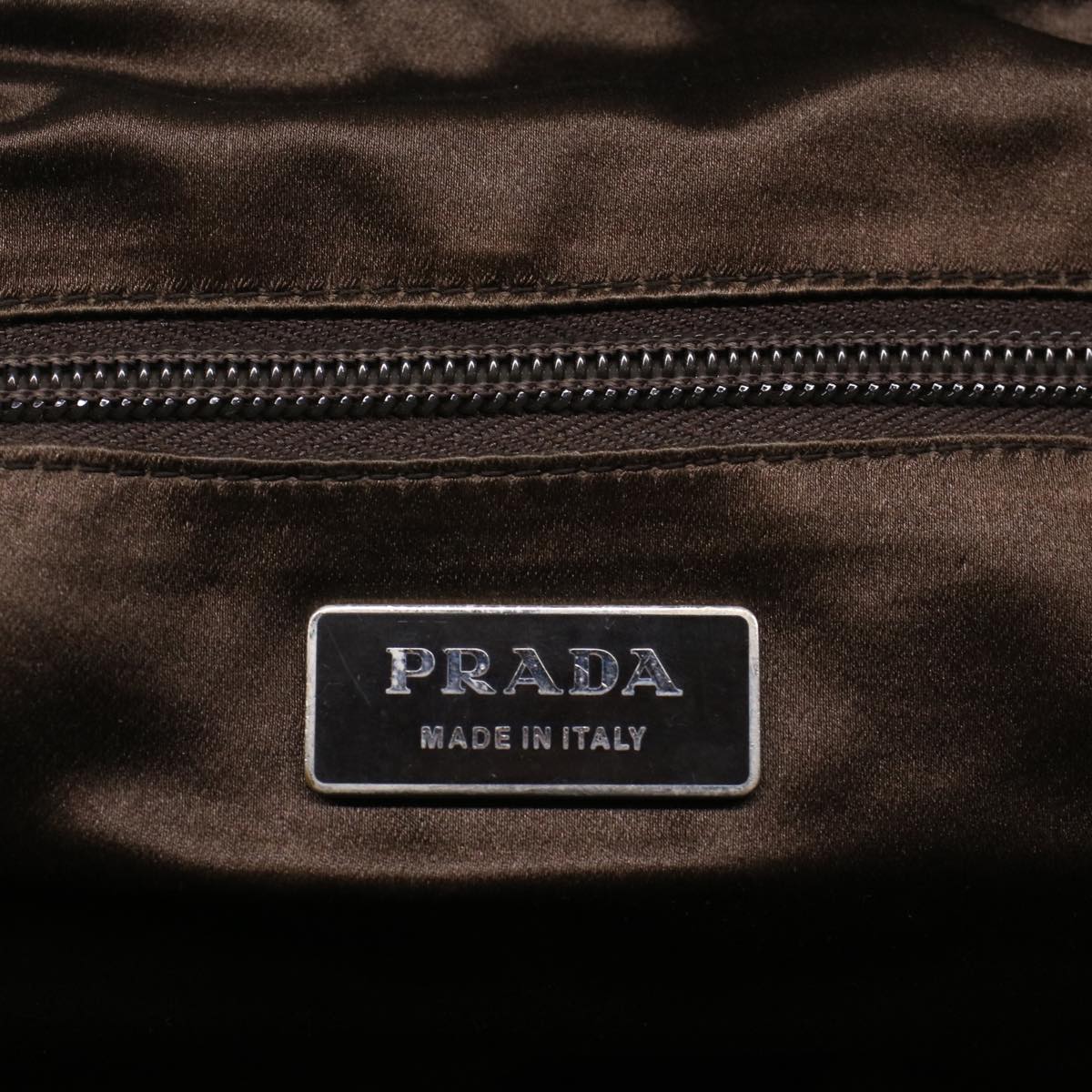 PRADA Shoulder Bag Canvas Leather Brown Red Auth am4966