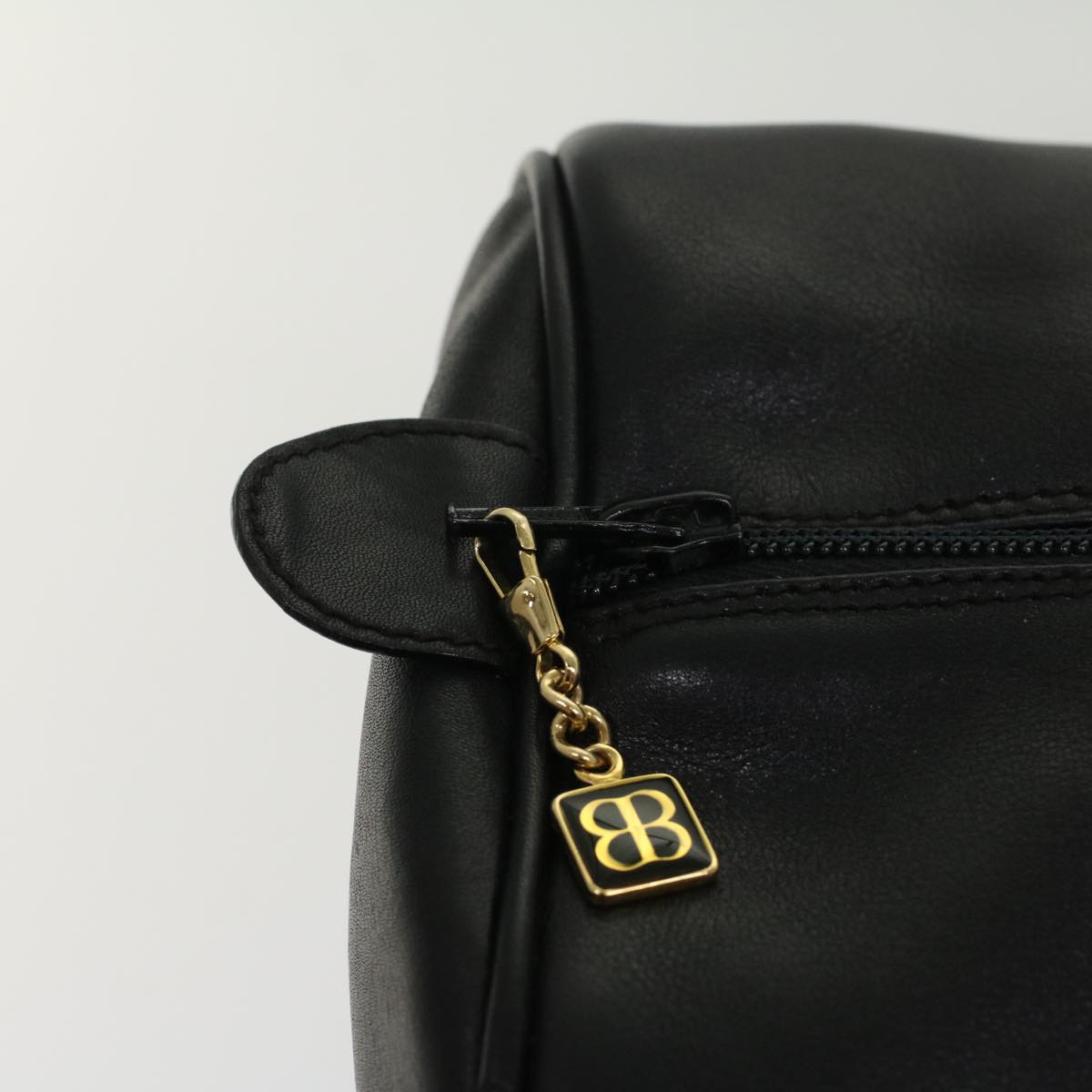 BALENCIAGA Boston Bag Vintage Leather Black Auth am4980