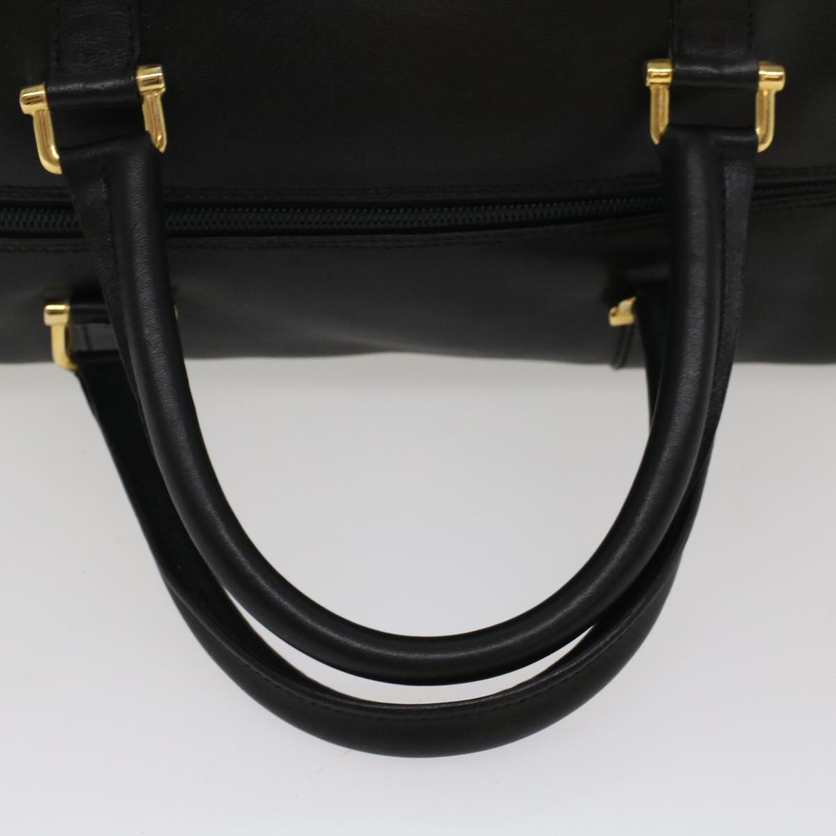 BALENCIAGA Boston Bag Vintage Leather Black Auth am4980