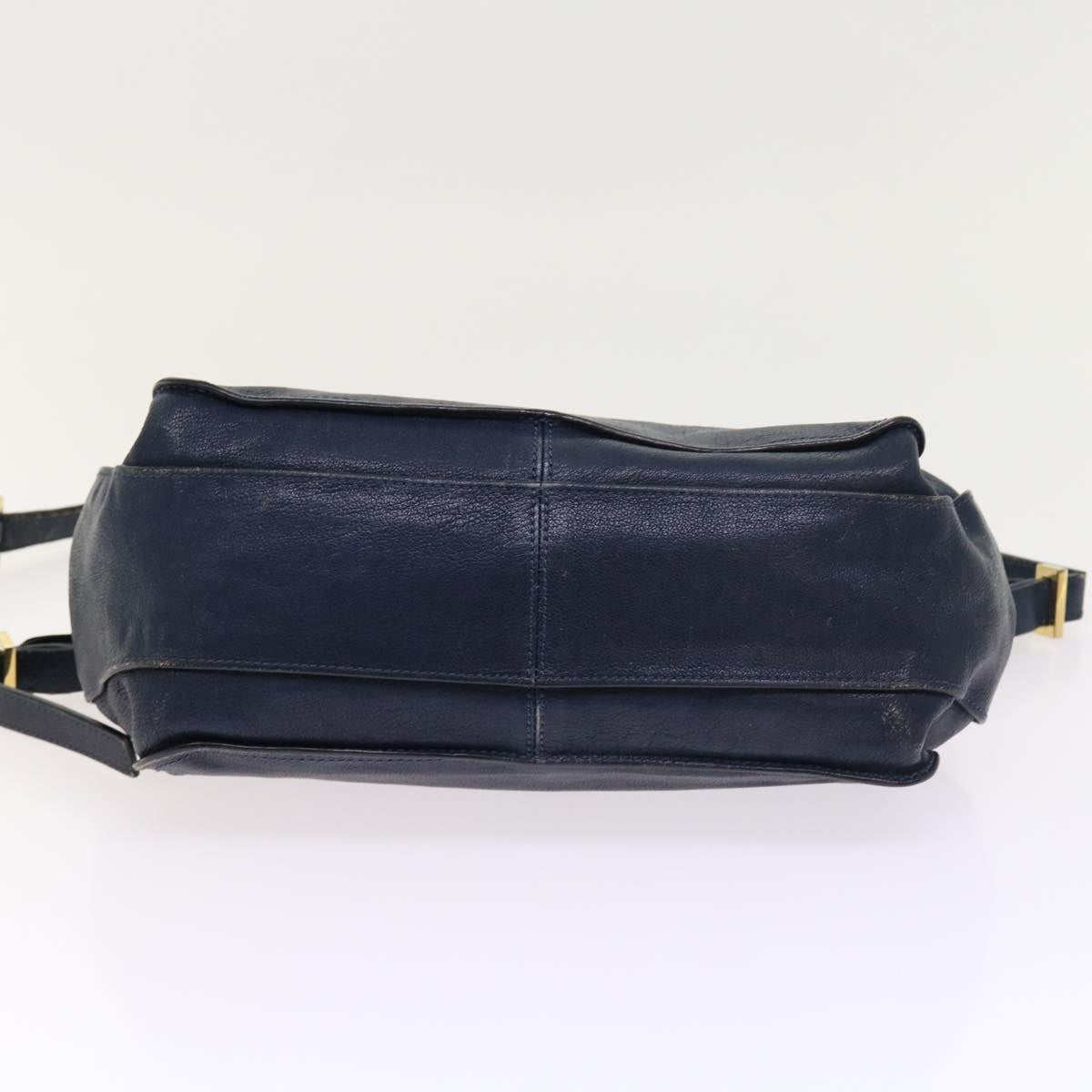 Chloe Porte Epore Shoulder Bag Leather 2way Navy Auth am5000