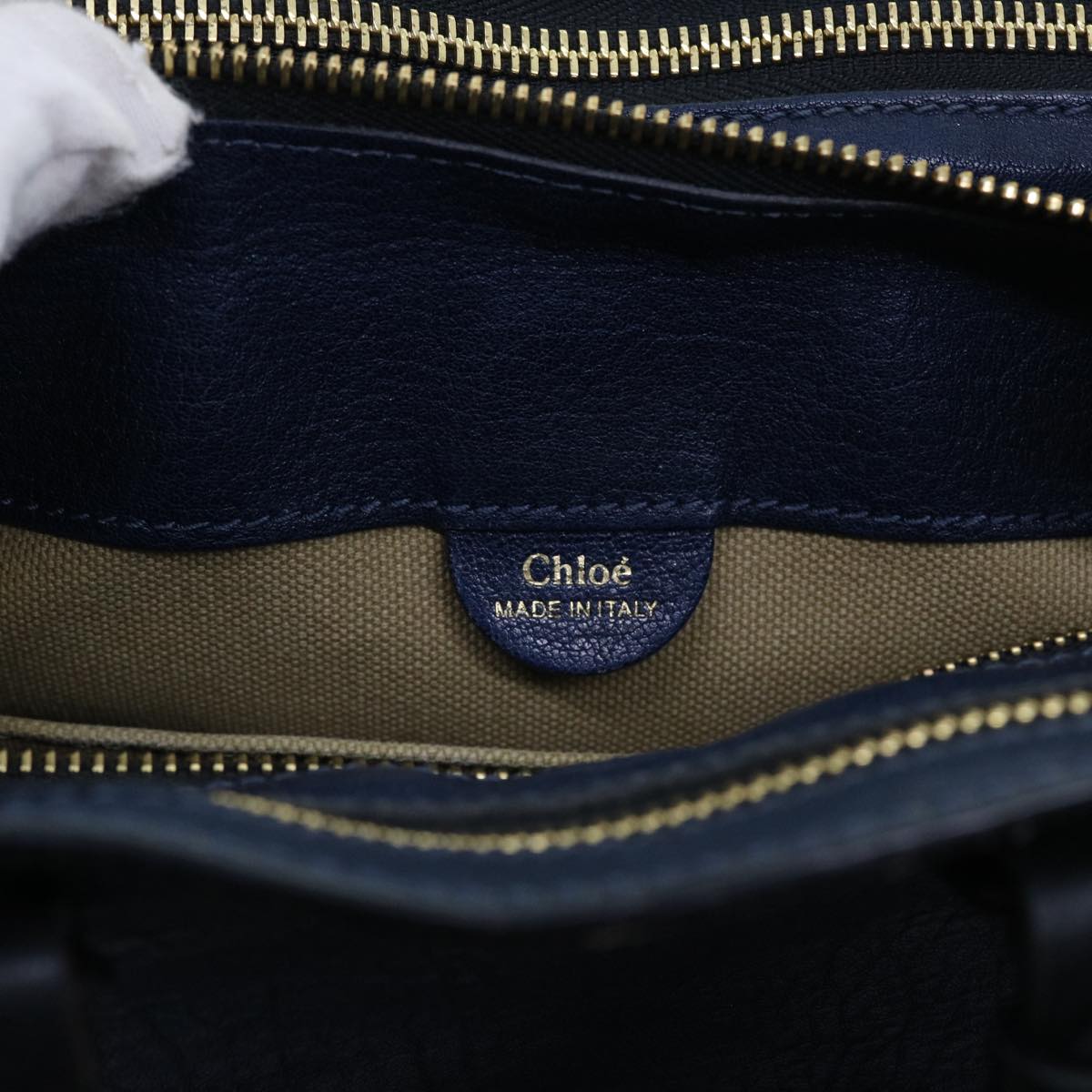 Chloe Porte Epore Shoulder Bag Leather 2way Navy Auth am5000