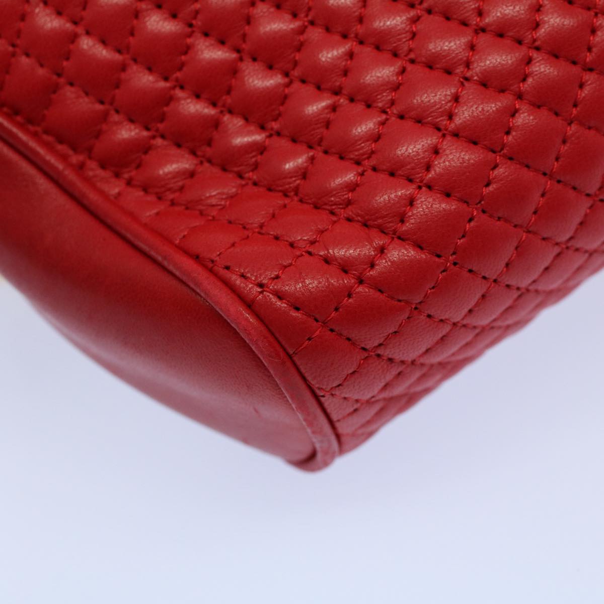 BALLY Quilted Chain Shoulder Bag Leather Red Auth am5028