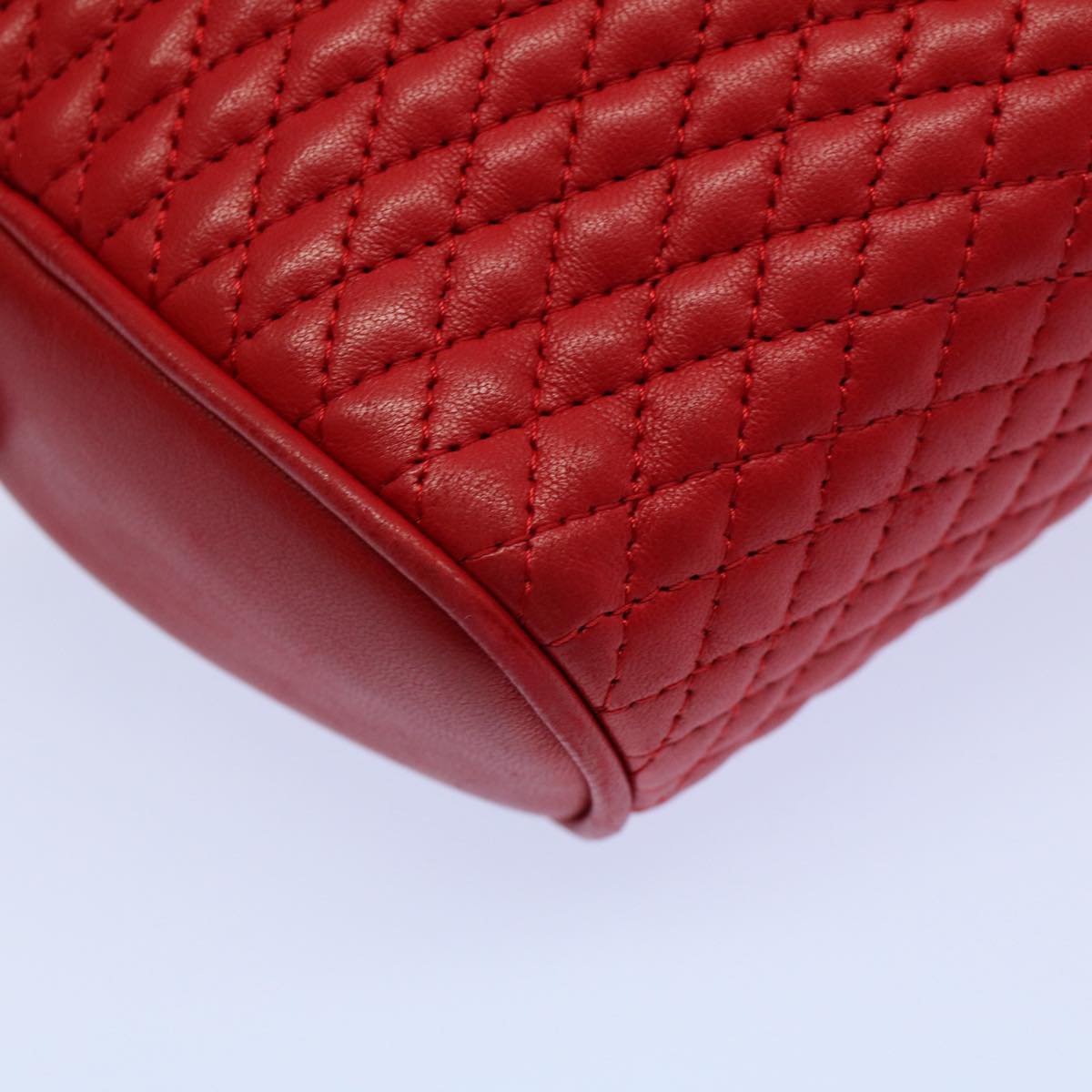 BALLY Quilted Chain Shoulder Bag Leather Red Auth am5028