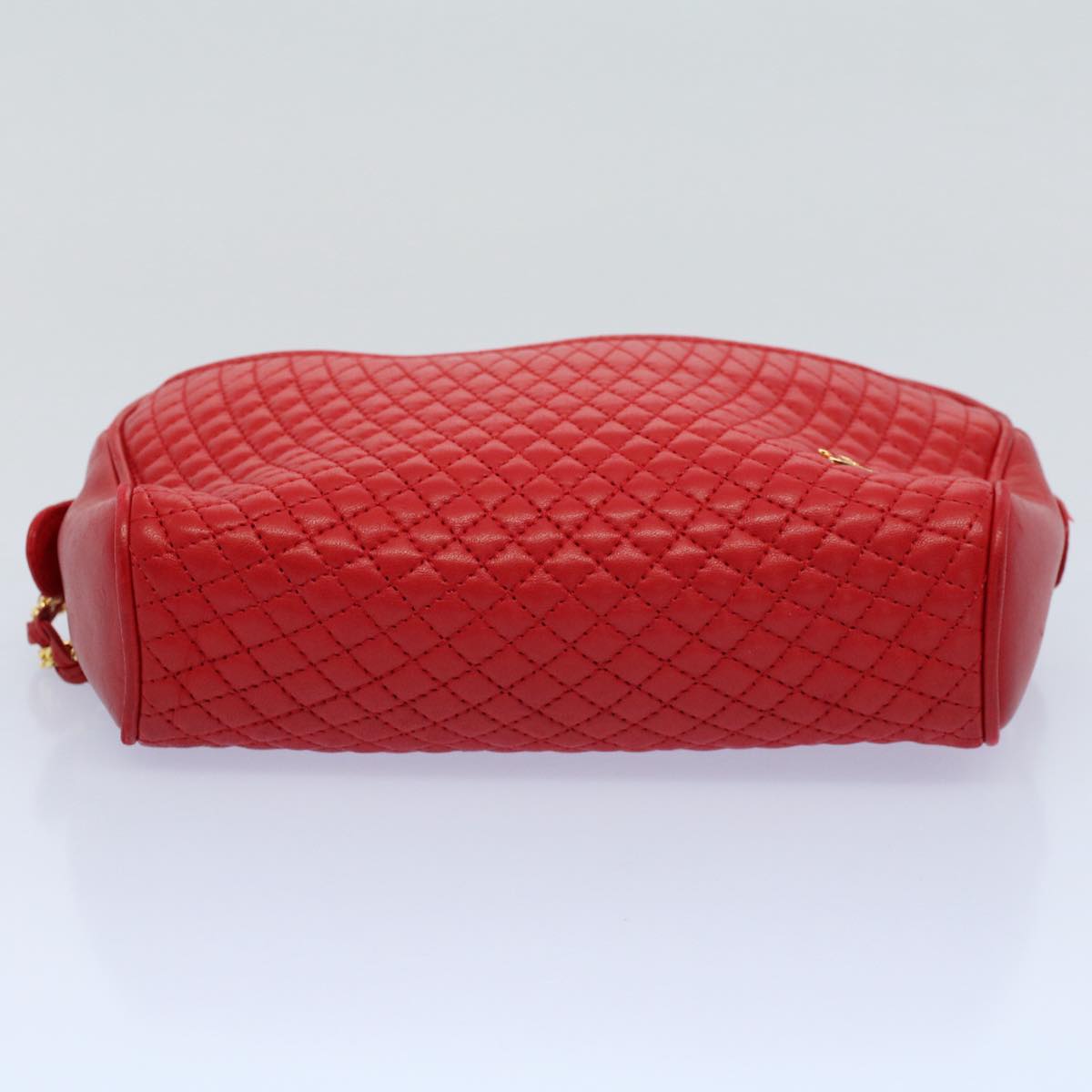 BALLY Quilted Chain Shoulder Bag Leather Red Auth am5028