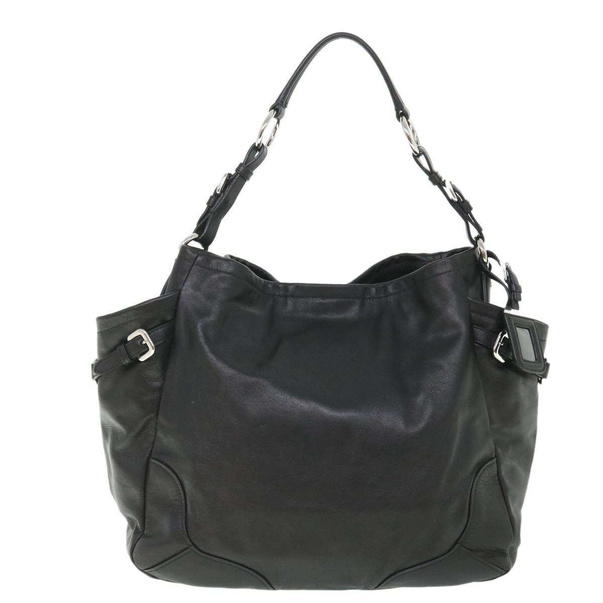 PRADA Shoulder Bag Leather Black Auth am5052