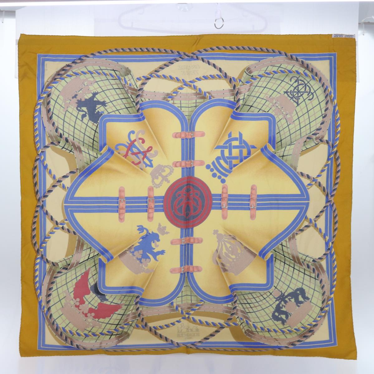 HERMES Carre 90 GRANDE TENUE Scarf Silk Yellow Auth am5079