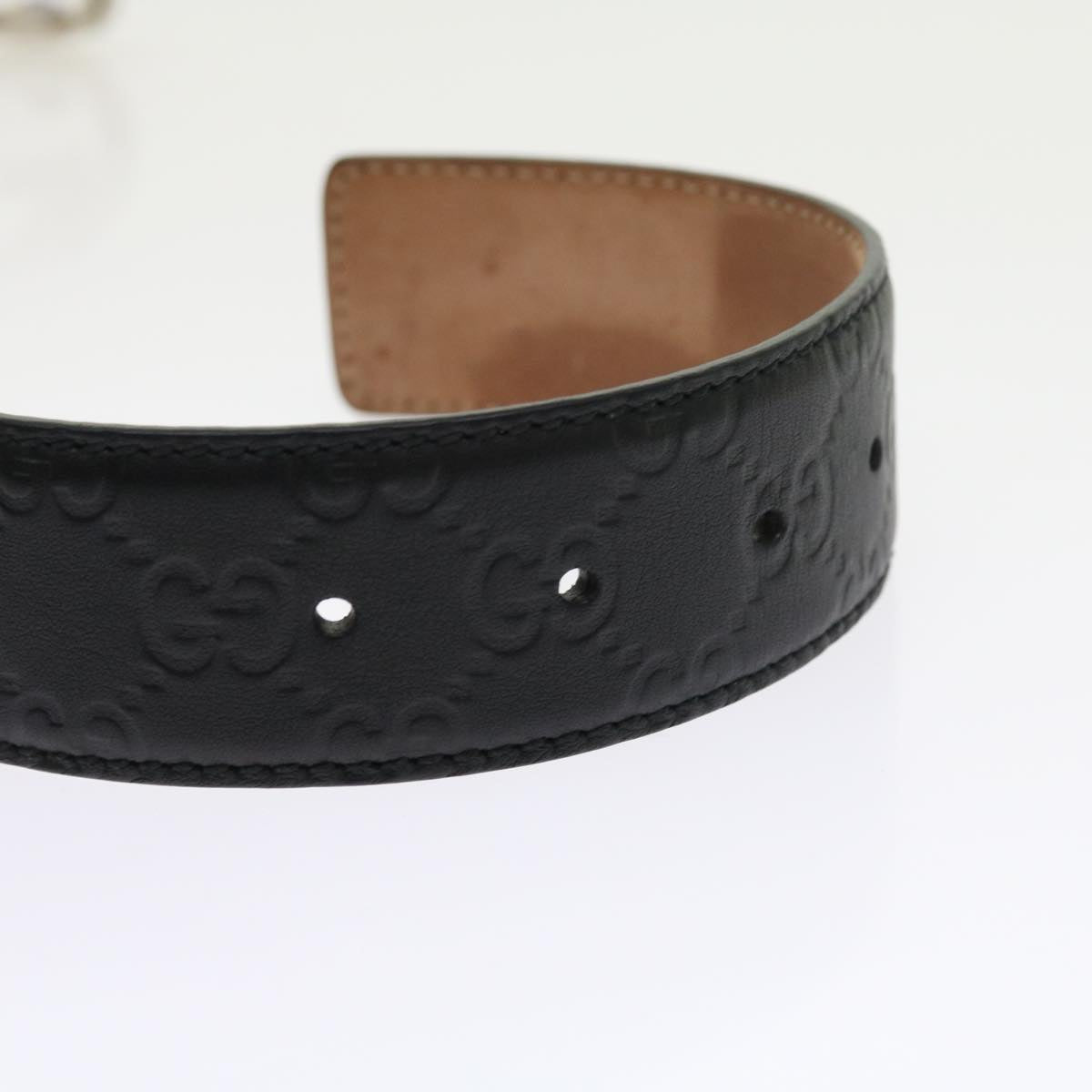 GUCCI GG Canvas Guccissima interlocking Belt Black 114984 Auth am5116