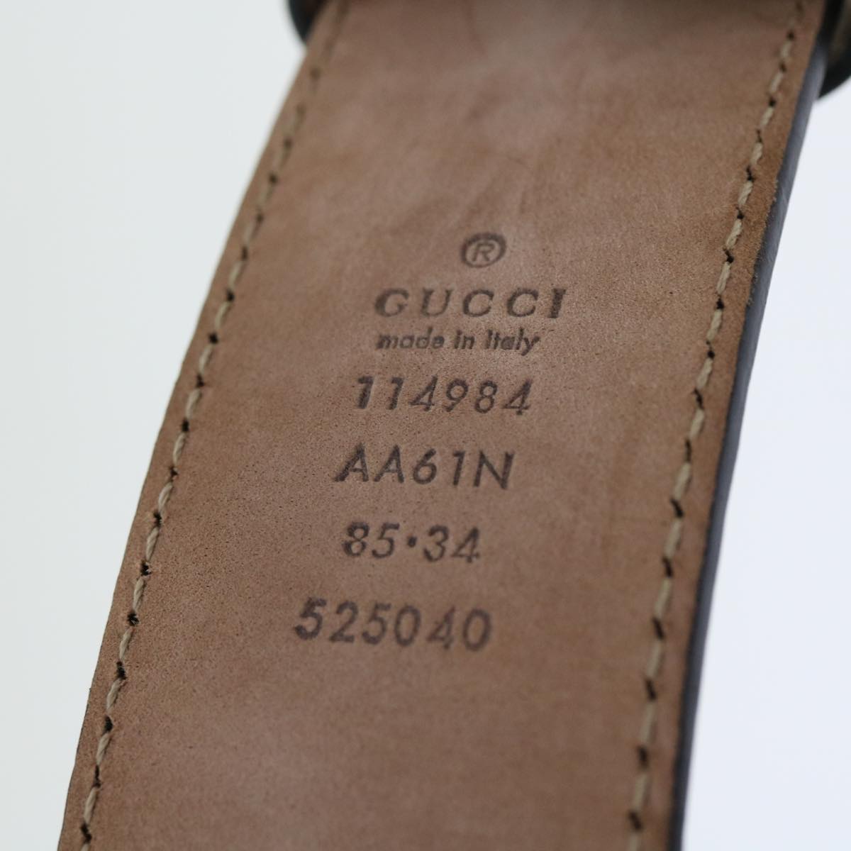 GUCCI GG Canvas Guccissima interlocking Belt Black 114984 Auth am5116