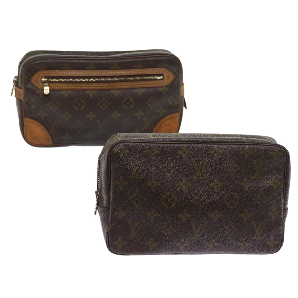 LOUIS VUITTON Monogram Clutch Bag 2Set LV Auth am5127