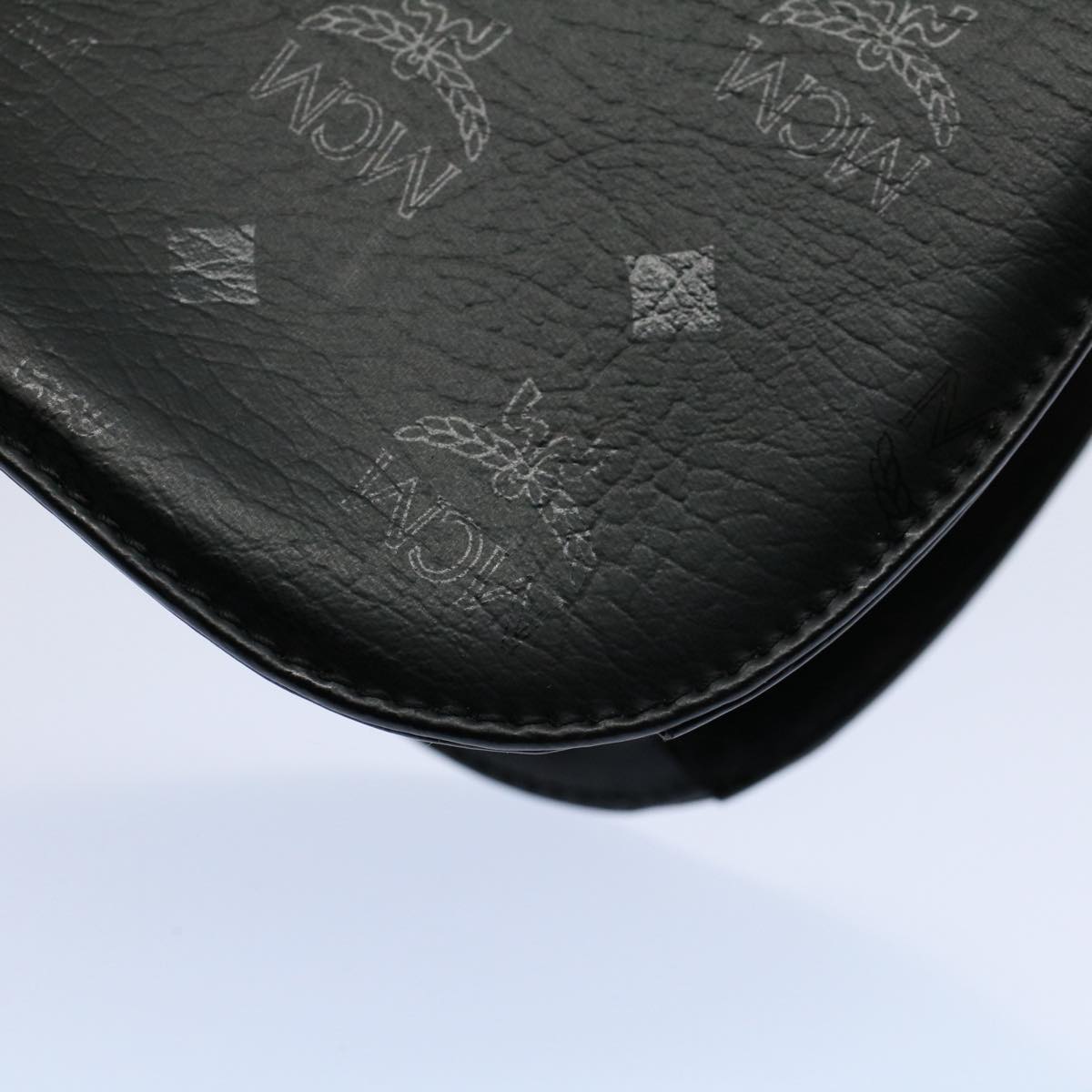 MCM Vicetos Logogram Shoulder Bag PVC Leather Black Auth am5162