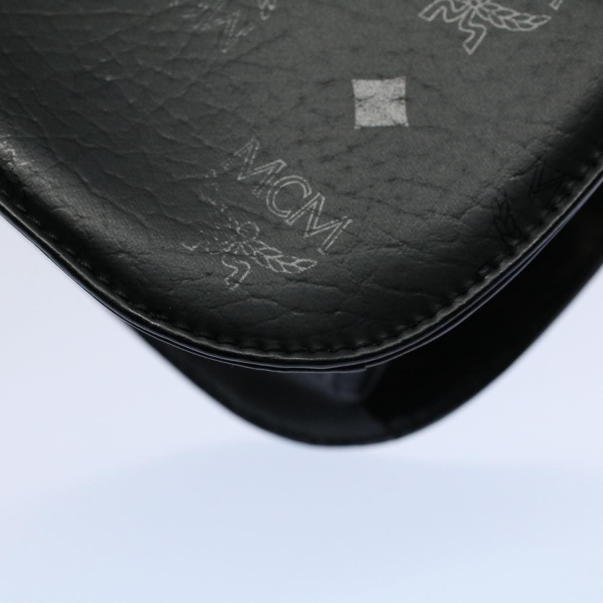 MCM Vicetos Logogram Shoulder Bag PVC Leather Black Auth am5162