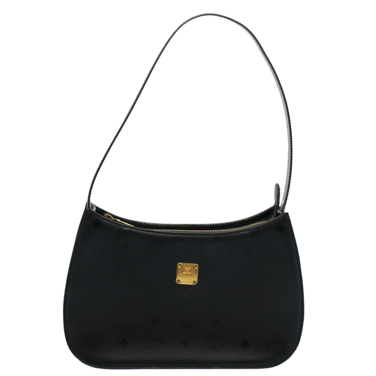 MCM Vicetos Logogram Shoulder Bag PVC Leather Black Auth am5162