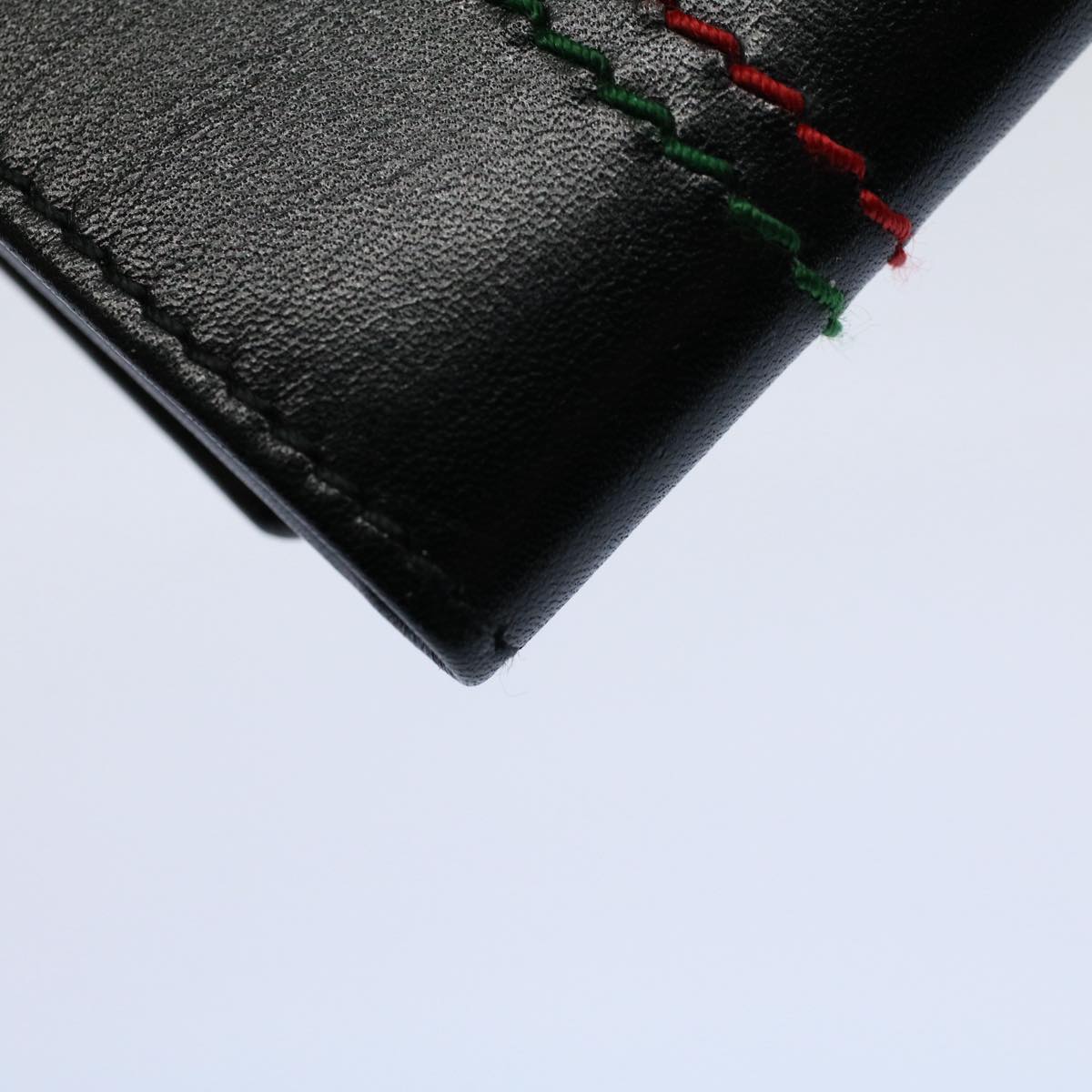 GUCCI Key Case Leather Black Red Green 138052 Auth am5177