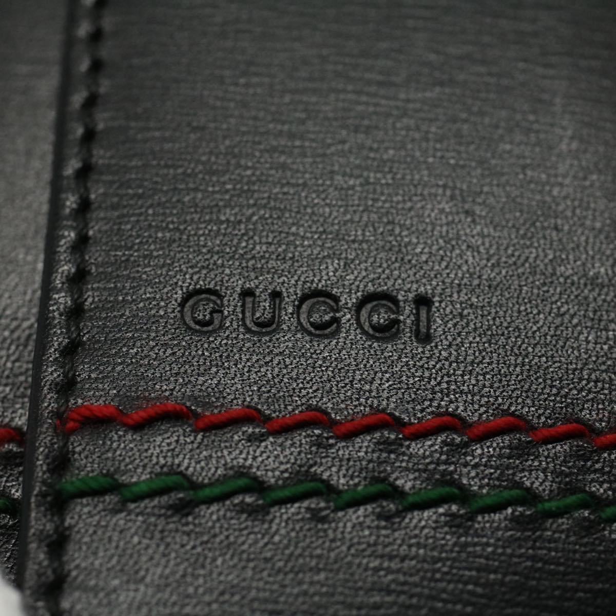 GUCCI Key Case Leather Black Red Green 138052 Auth am5177