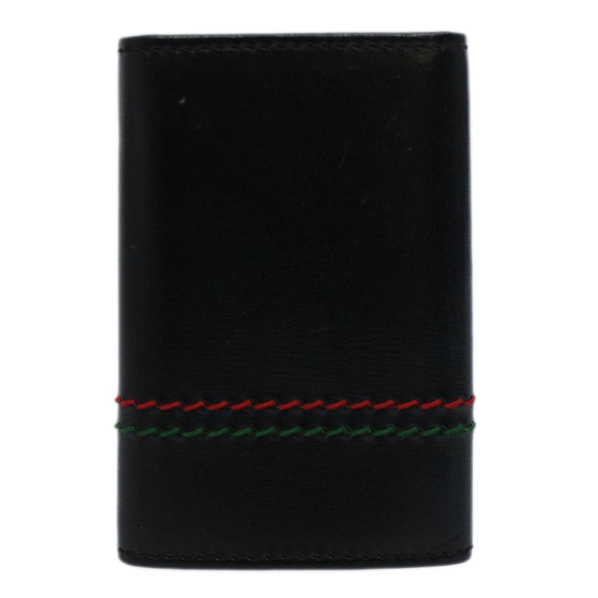 GUCCI Key Case Leather Black Red Green 138052 Auth am5177