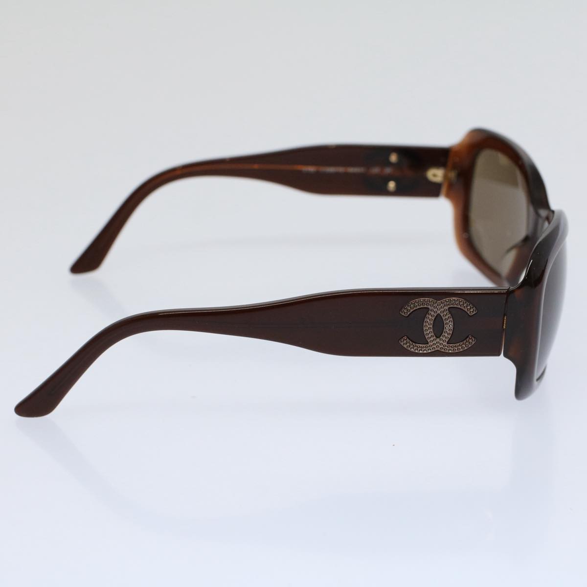 CHANEL Sunglasses Brown CC Auth am5178