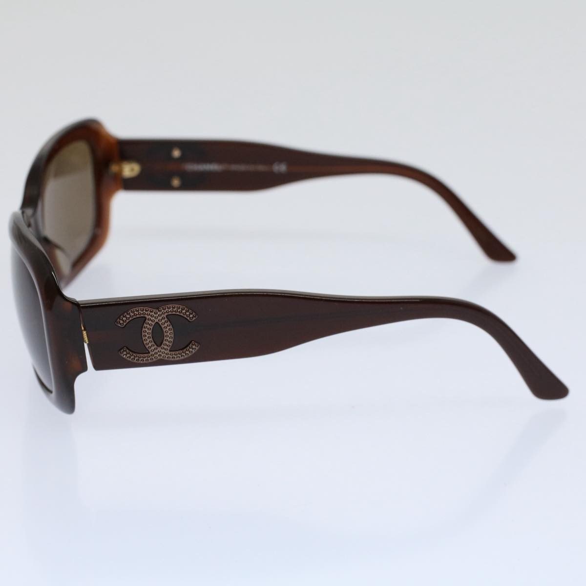 CHANEL Sunglasses Brown CC Auth am5178