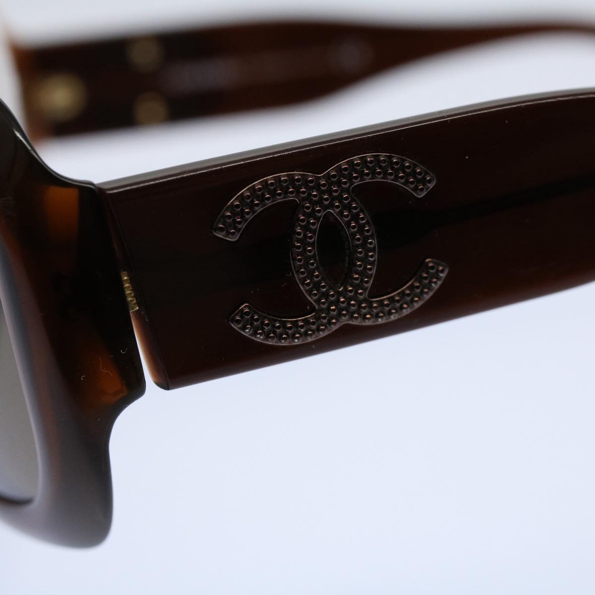 CHANEL Sunglasses Brown CC Auth am5178