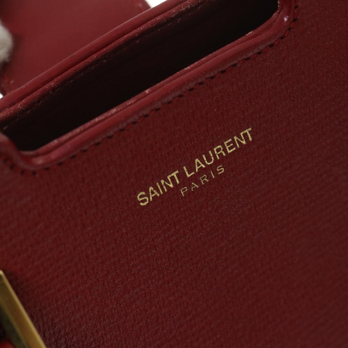 SAINT LAURENT Petit Kabas Hand Bag Leather 2way Red 311346 Auth am5195