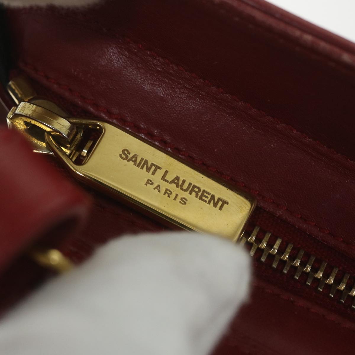 SAINT LAURENT Petit Kabas Hand Bag Leather 2way Red 311346 Auth am5195