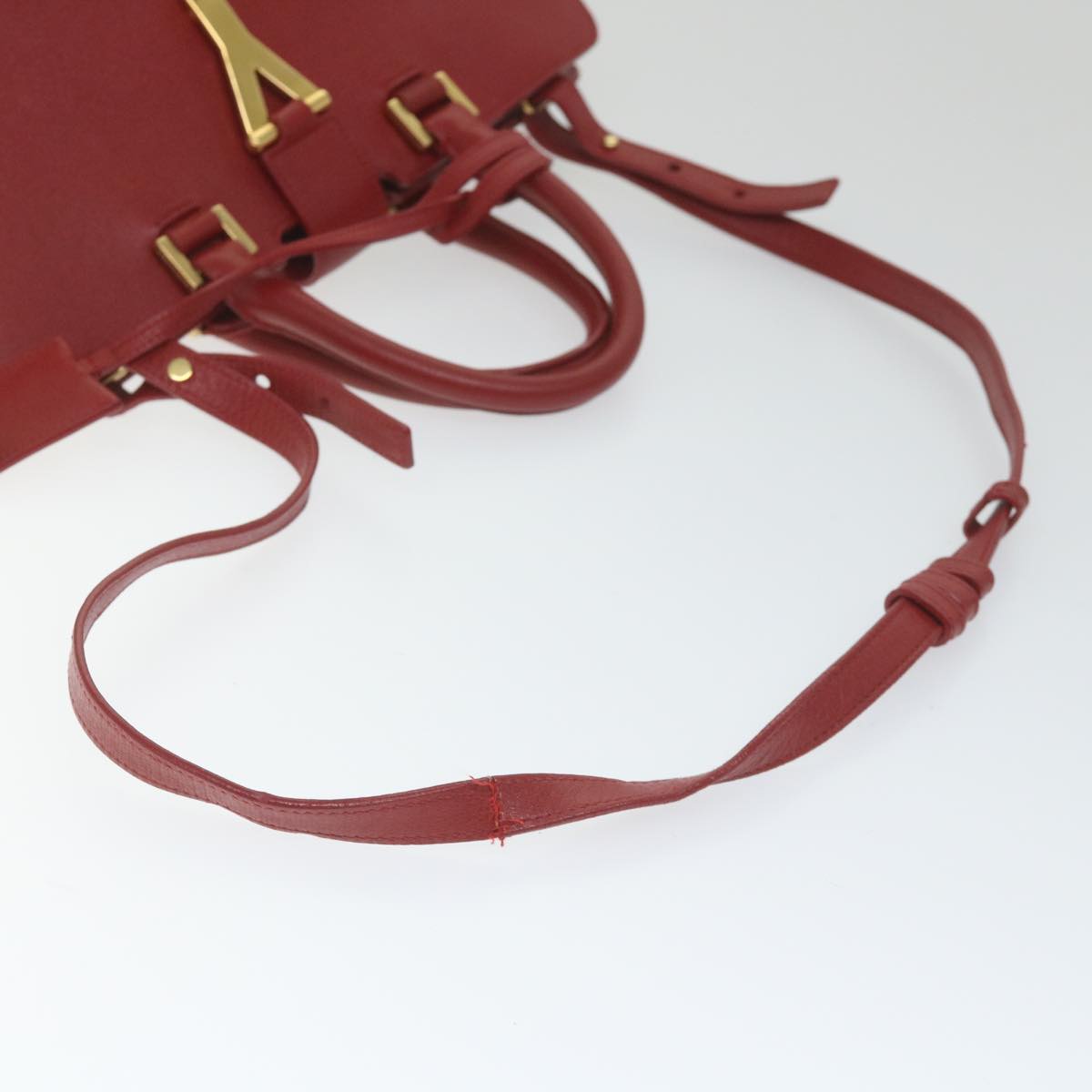 SAINT LAURENT Petit Kabas Hand Bag Leather 2way Red 311346 Auth am5195