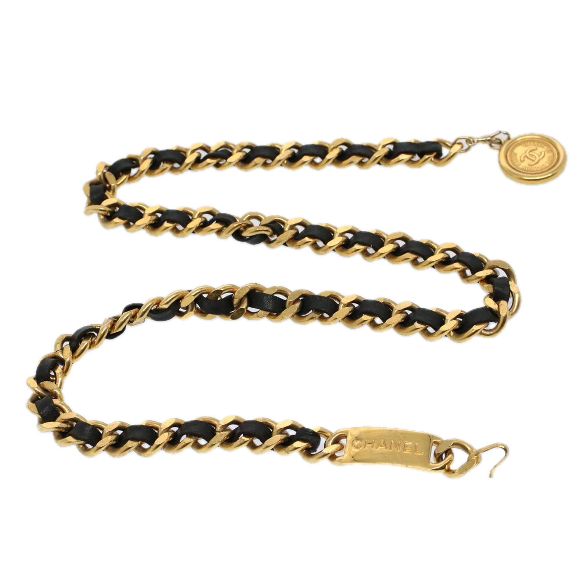 CHANEL Chain Belt 31.5"" Gold Tone CC Auth am5198