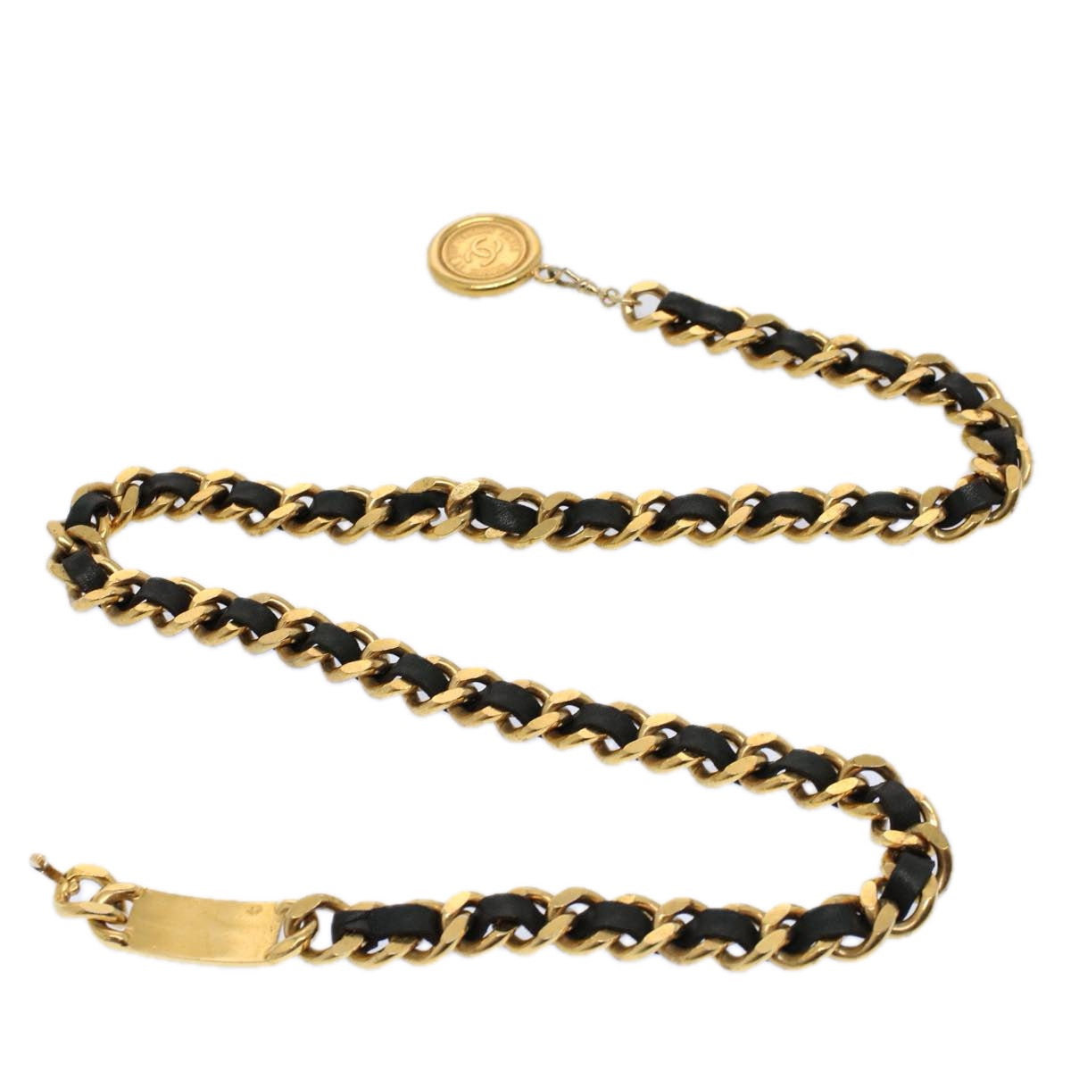 CHANEL Chain Belt 31.5"" Gold Tone CC Auth am5198