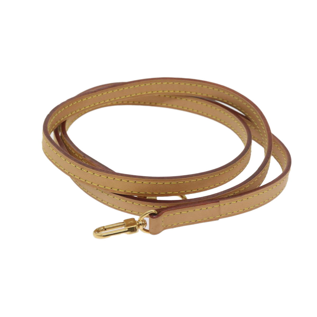 LOUIS VUITTON Shoulder Strap Leather 45.7"" Beige LV Auth am5217