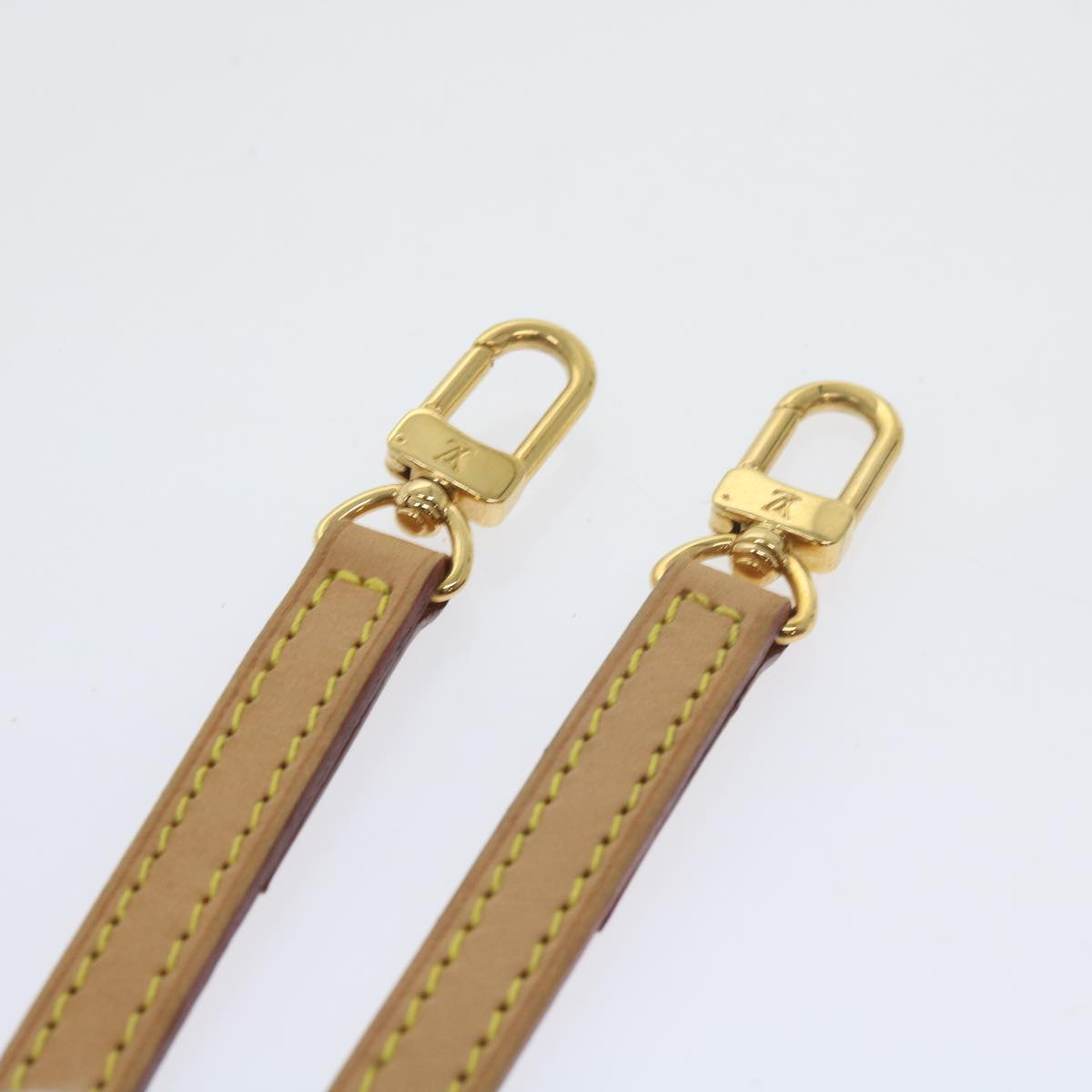 LOUIS VUITTON Shoulder Strap Leather 45.7"" Beige LV Auth am5217