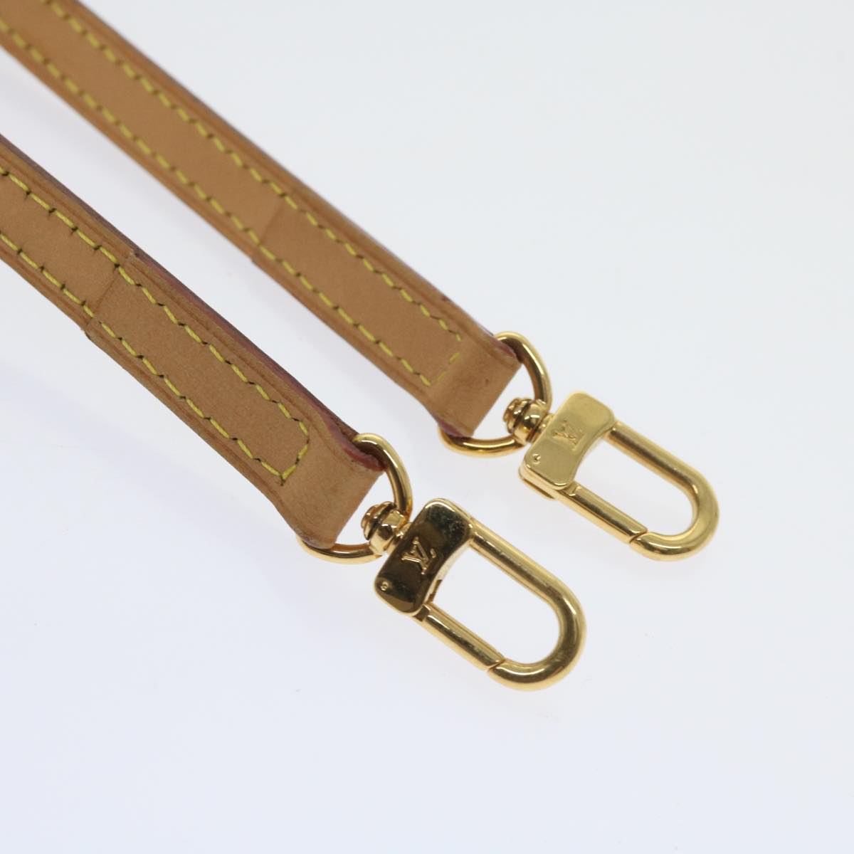 LOUIS VUITTON Shoulder Strap Leather 45.7"" Beige LV Auth am5217
