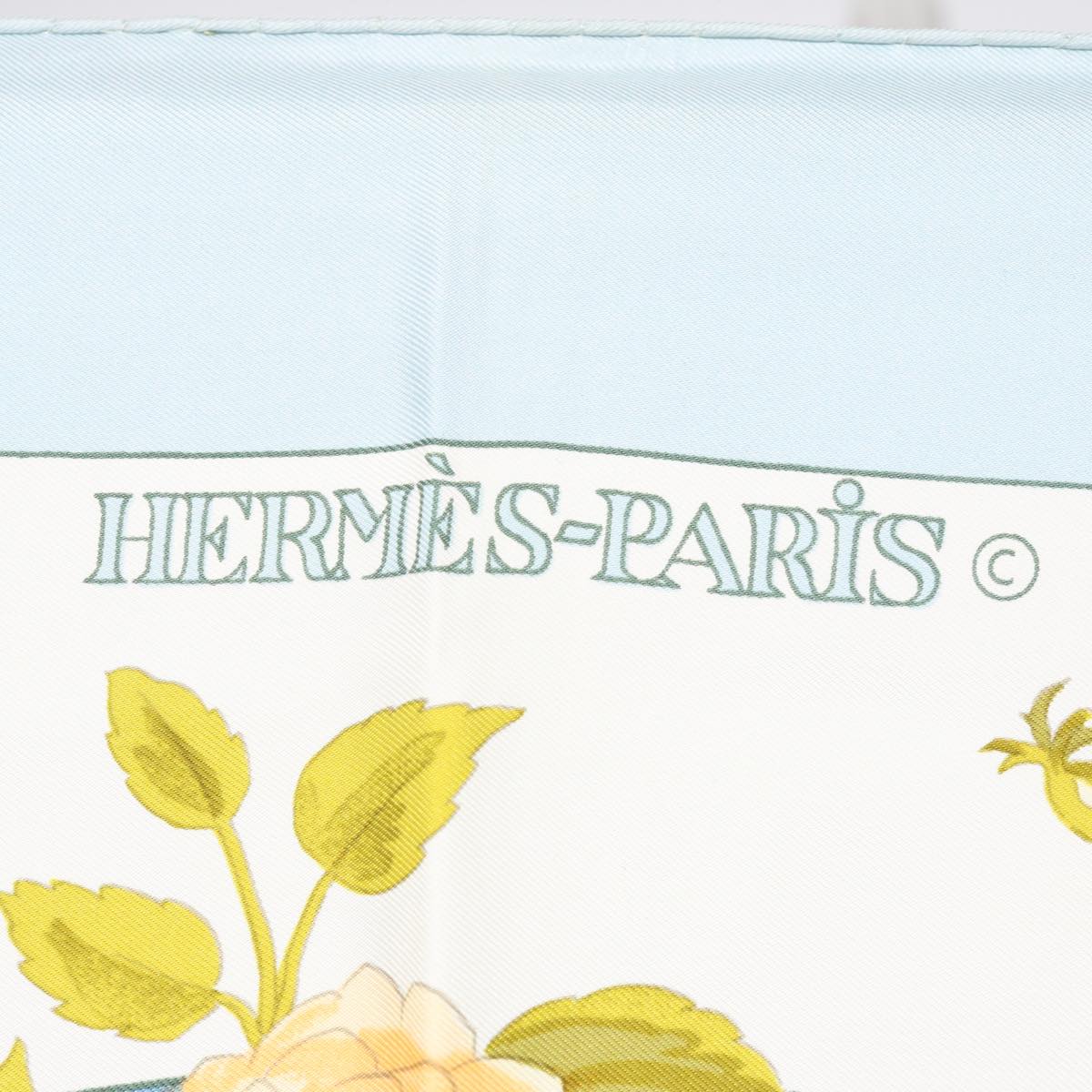 HERMES Carre 90 ROMANTIQUE Scarf Silk Blue Auth am5236