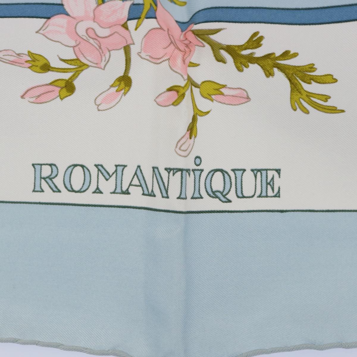 HERMES Carre 90 ROMANTIQUE Scarf Silk Blue Auth am5236