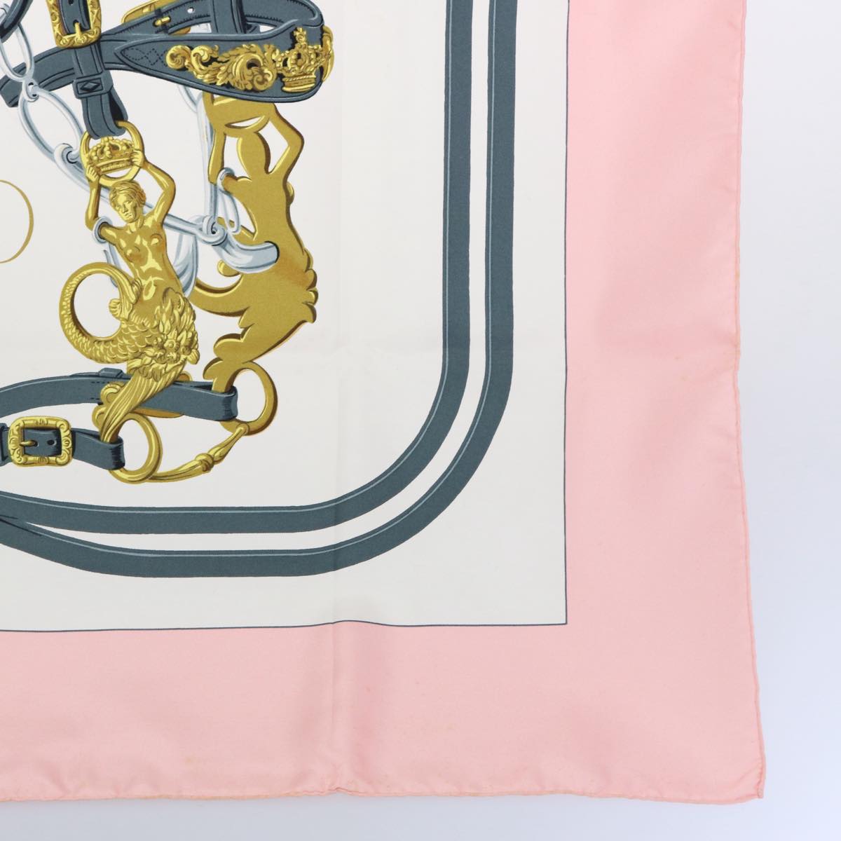 HERMES Carre 90 BRIDES de GALA Scarf Silk Pink Auth am5238