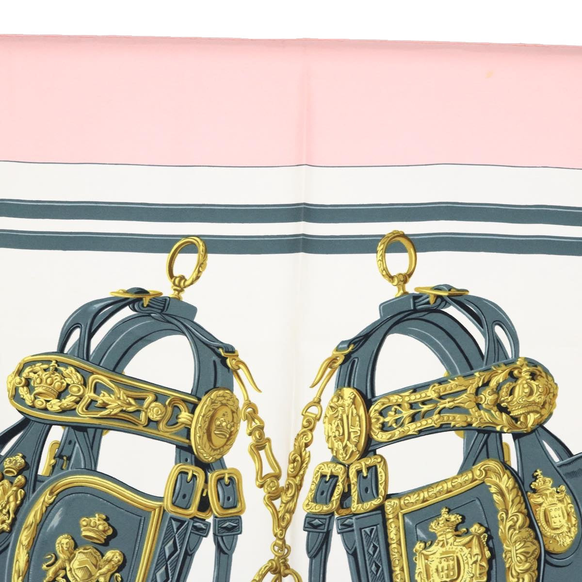 HERMES Carre 90 BRIDES de GALA Scarf Silk Pink Auth am5238