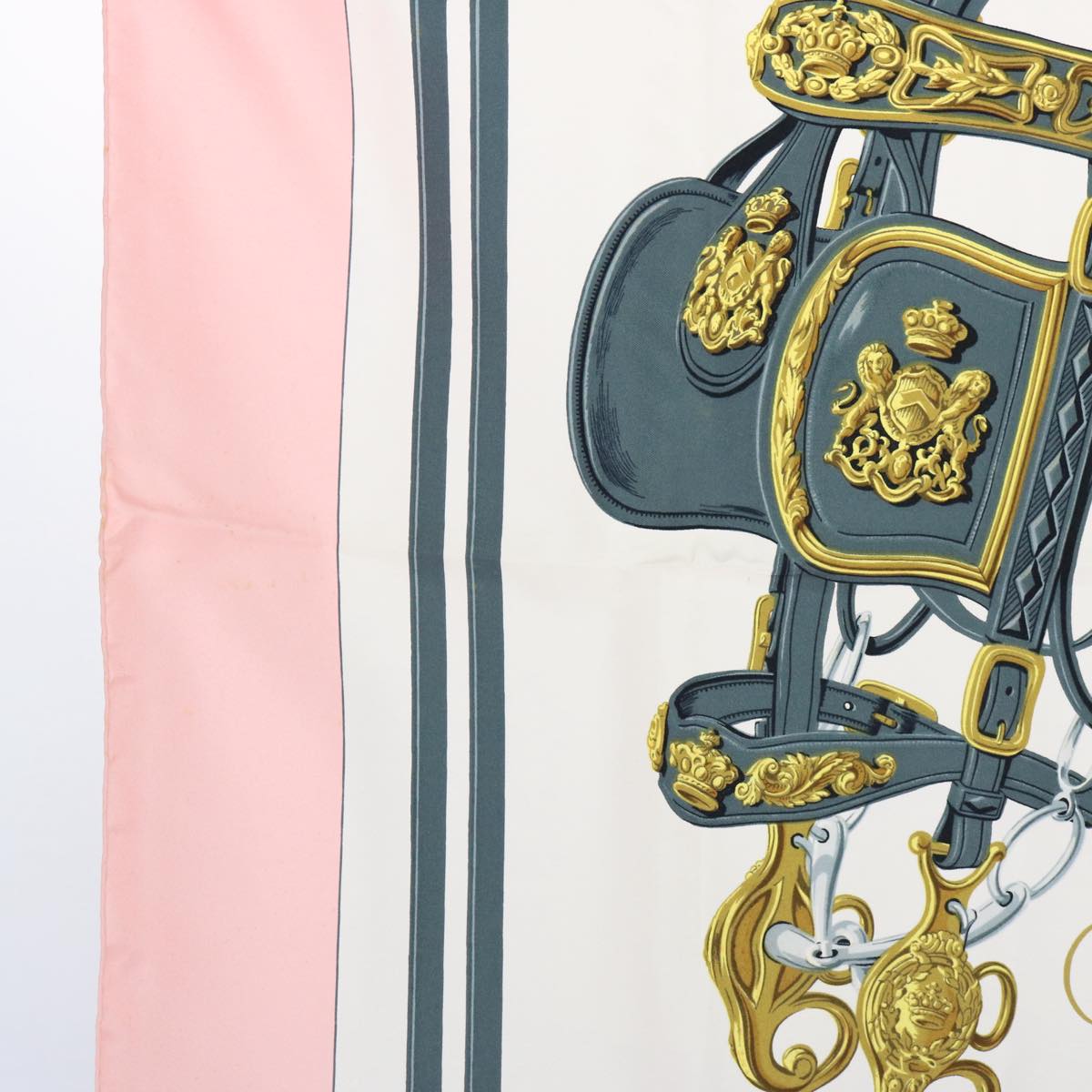 HERMES Carre 90 BRIDES de GALA Scarf Silk Pink Auth am5238