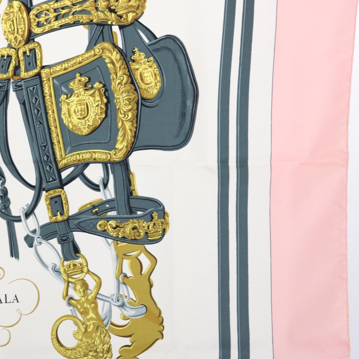 HERMES Carre 90 BRIDES de GALA Scarf Silk Pink Auth am5238