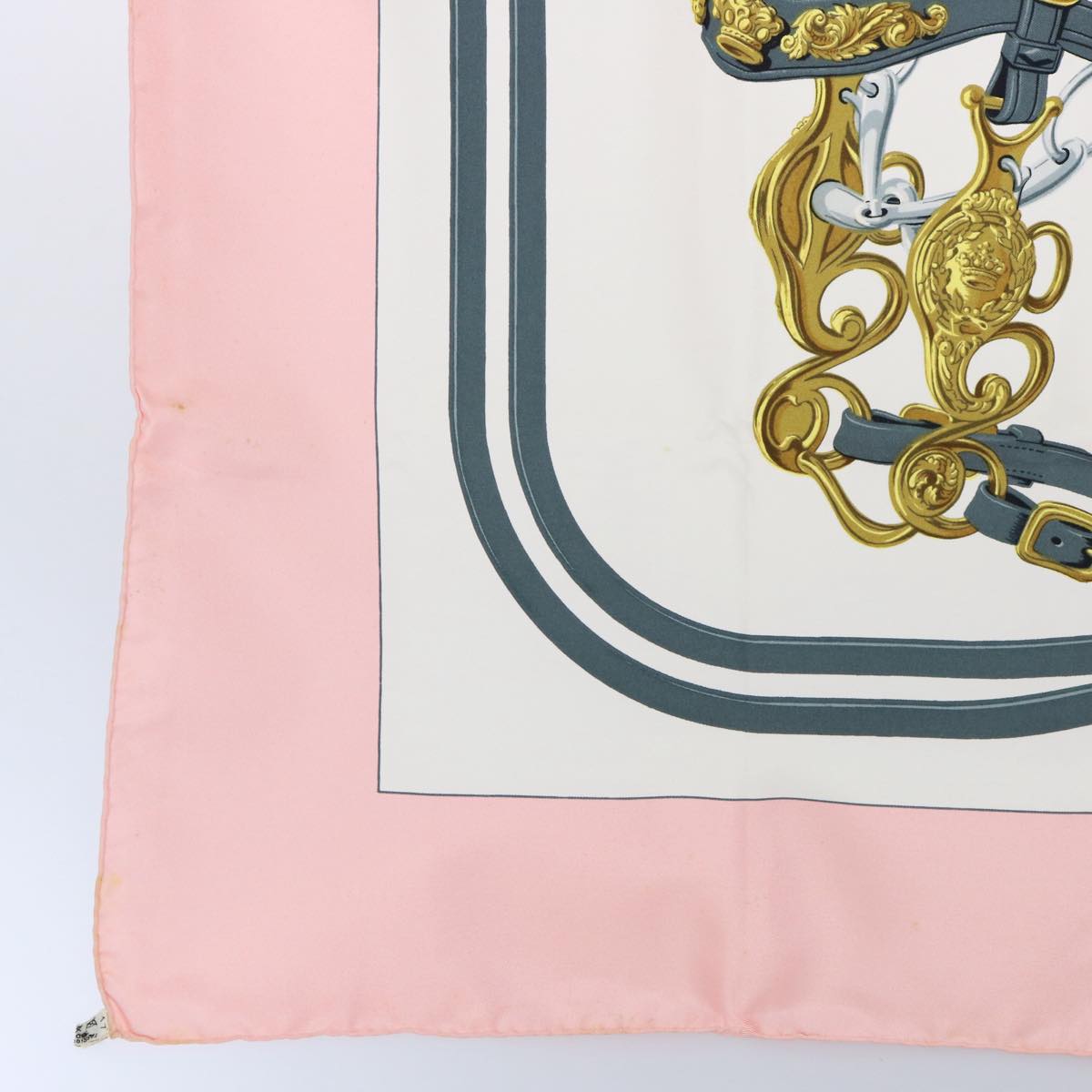 HERMES Carre 90 BRIDES de GALA Scarf Silk Pink Auth am5238