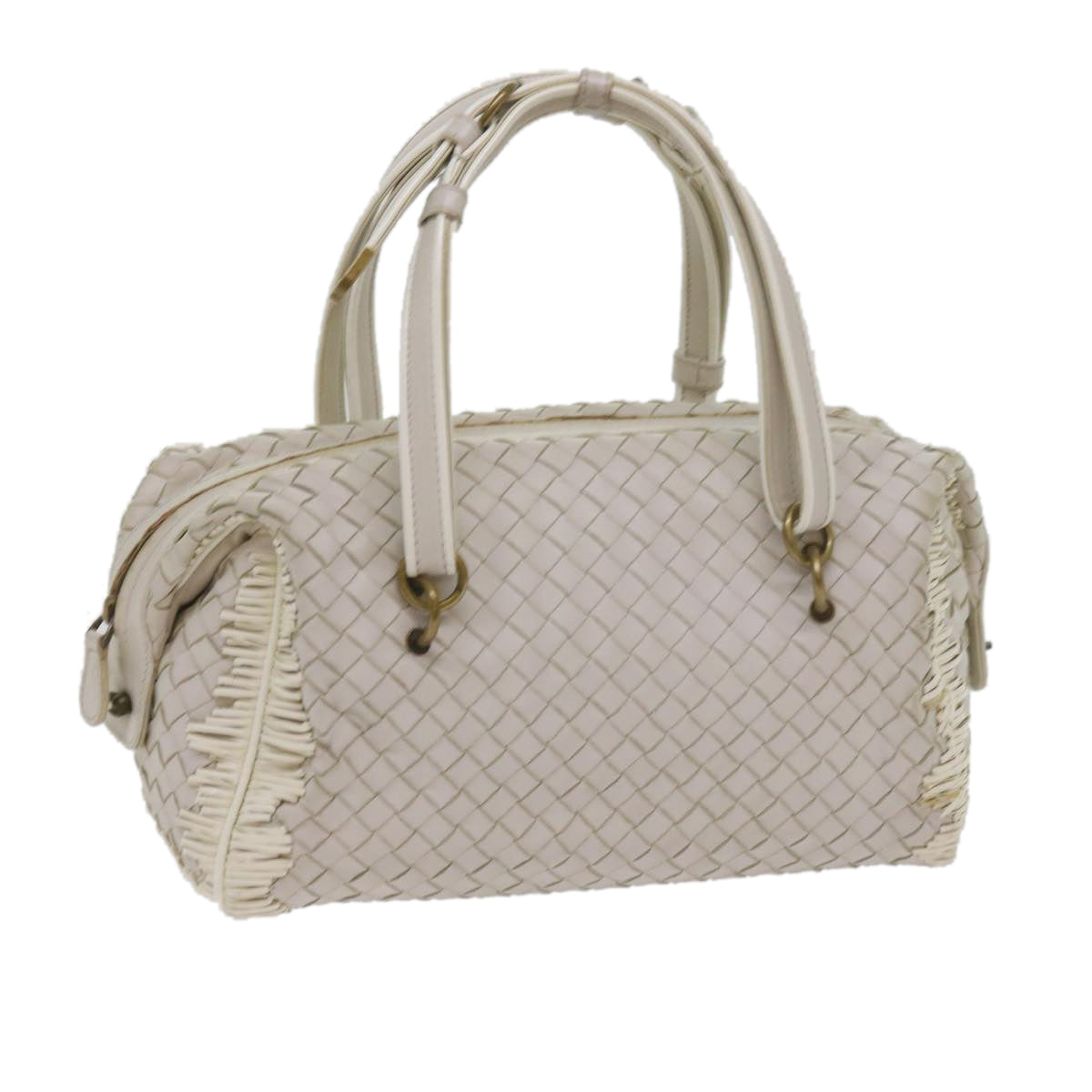 BOTTEGAVENETA INTRECCIATO Shoulder Bag Leather White Auth am5256