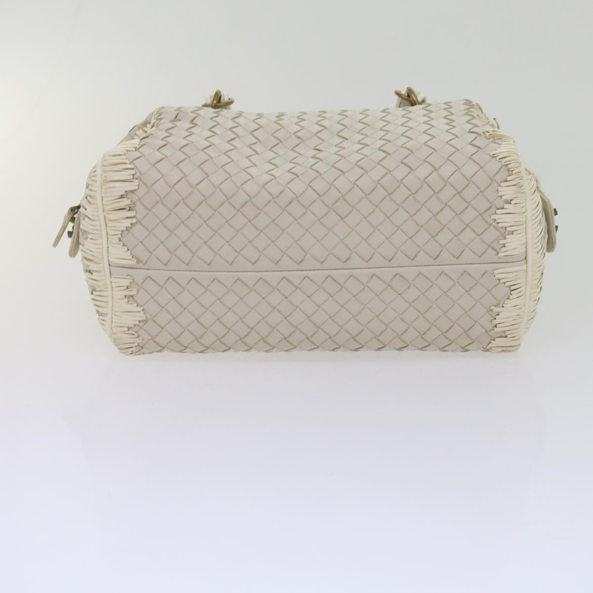 BOTTEGAVENETA INTRECCIATO Shoulder Bag Leather White Auth am5256