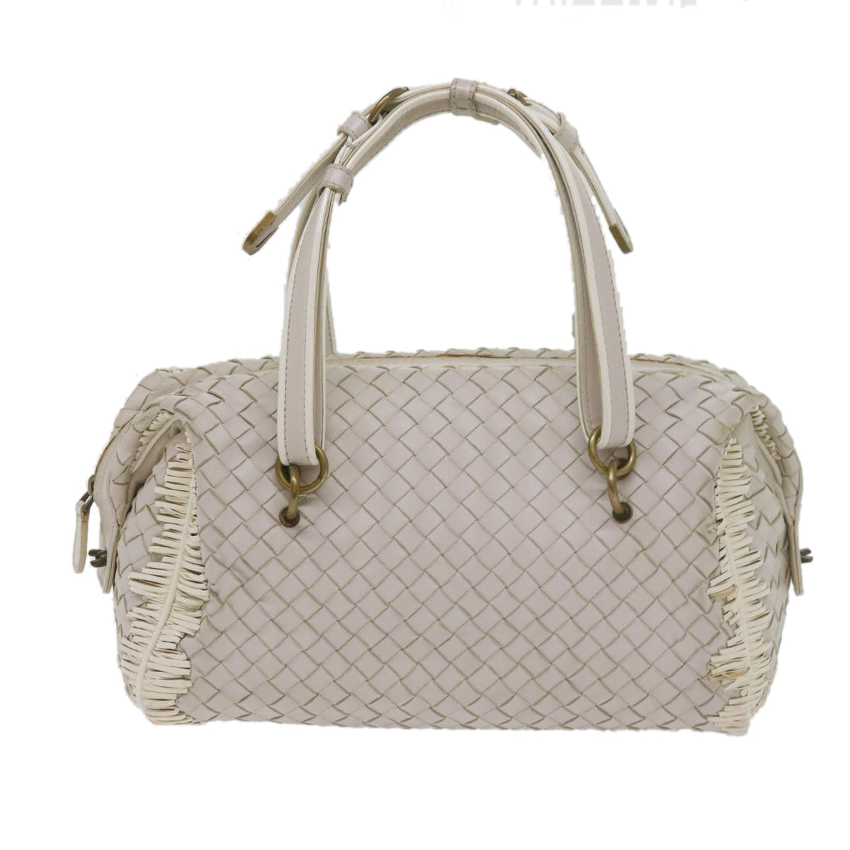 BOTTEGAVENETA INTRECCIATO Shoulder Bag Leather White Auth am5256