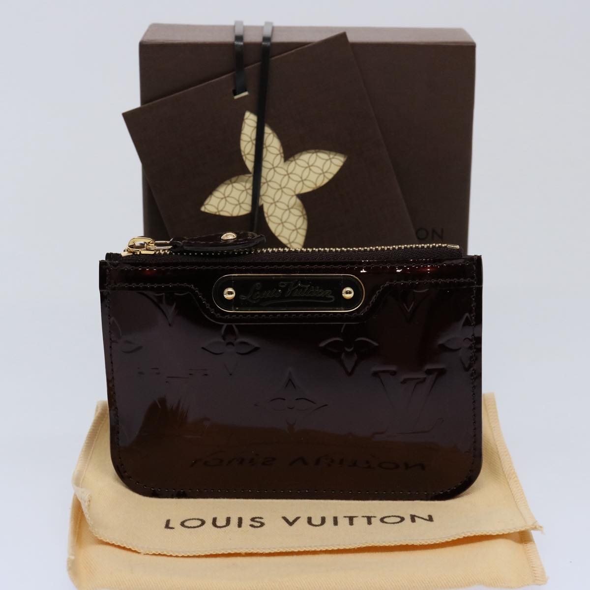 LOUIS VUITTON Vernis Pochette Cles NM Coin Purse Amarante M93557 LV Auth am5277