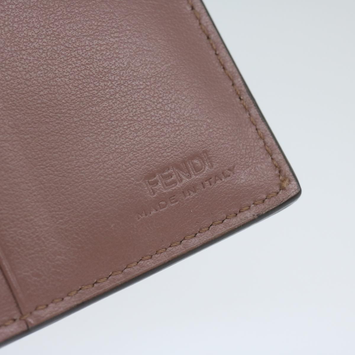 FENDI Studs Wallet Leather Pink Auth am5281