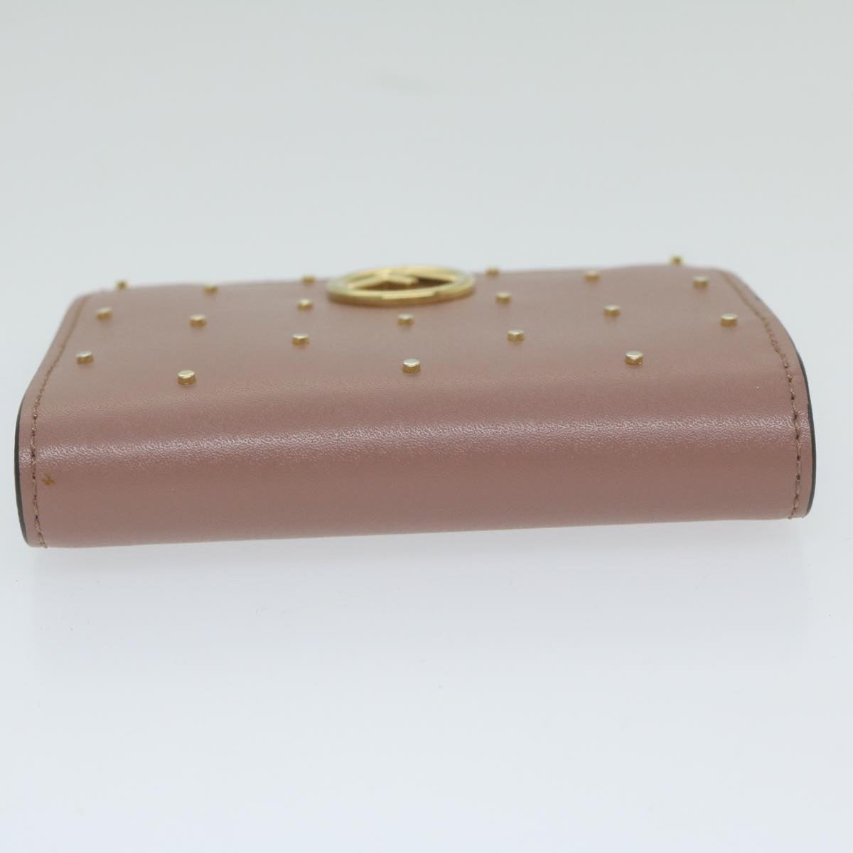 FENDI Studs Wallet Leather Pink Auth am5281