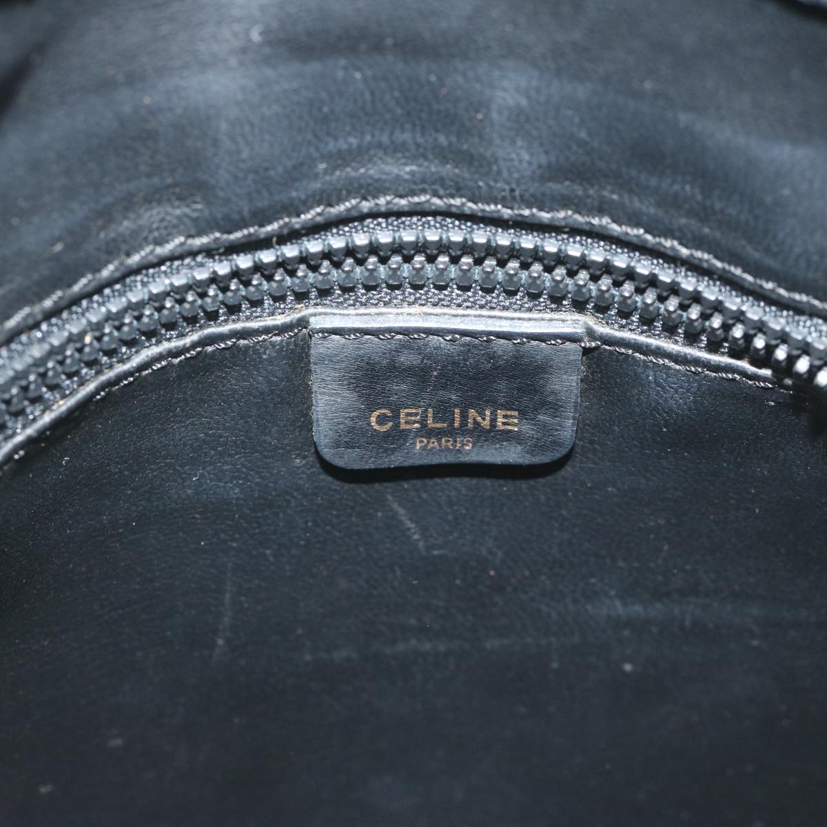 CELINE Shoulder Bag Leather Black Auth am5325