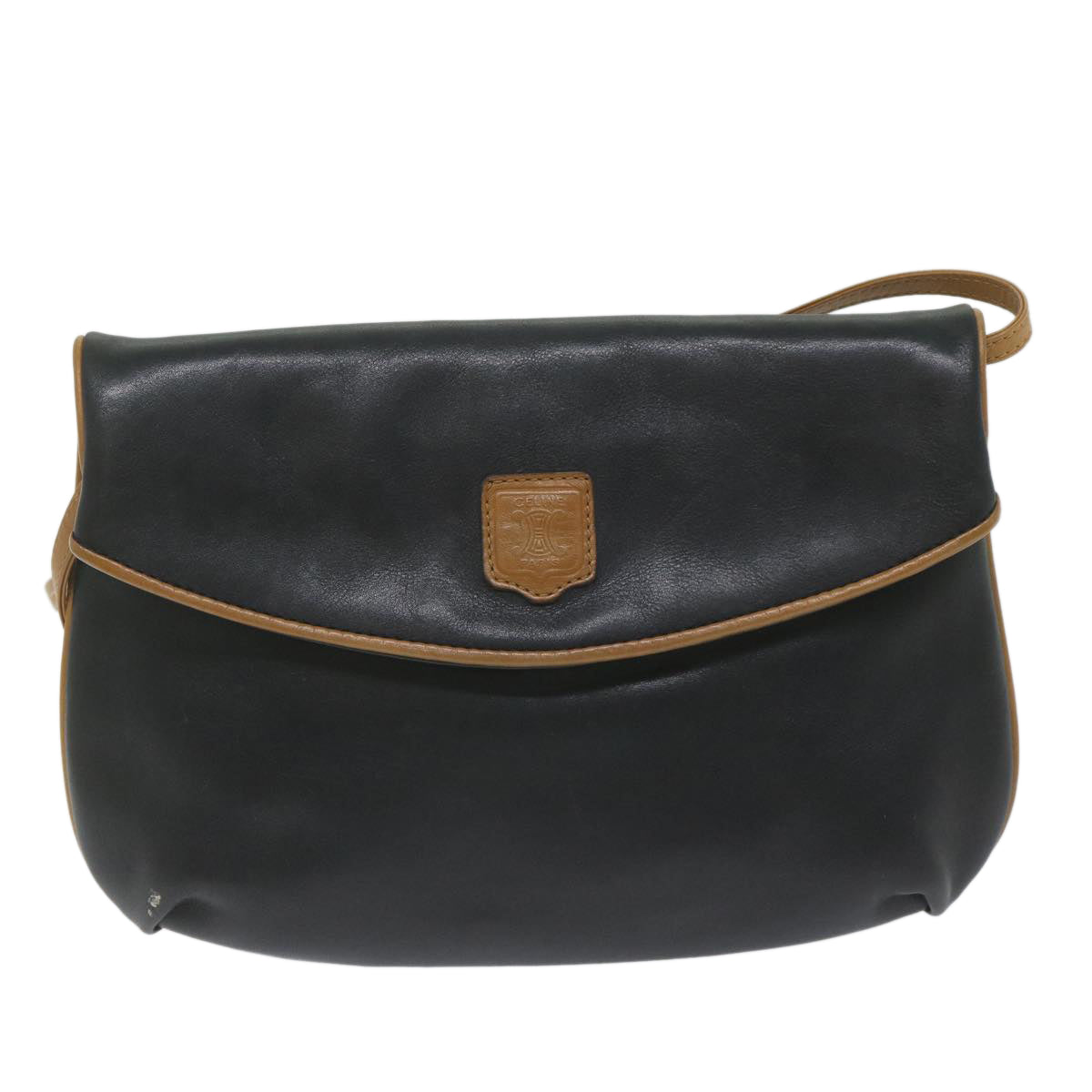 CELINE Shoulder Bag Leather Black Auth am5325